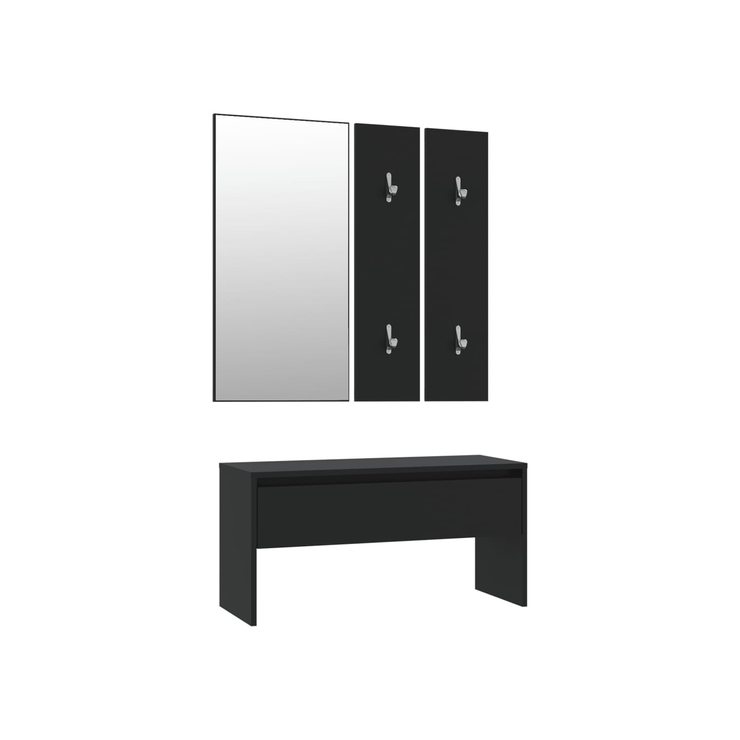 Ensemble de meubles de couloir noir bois d'ingénierie