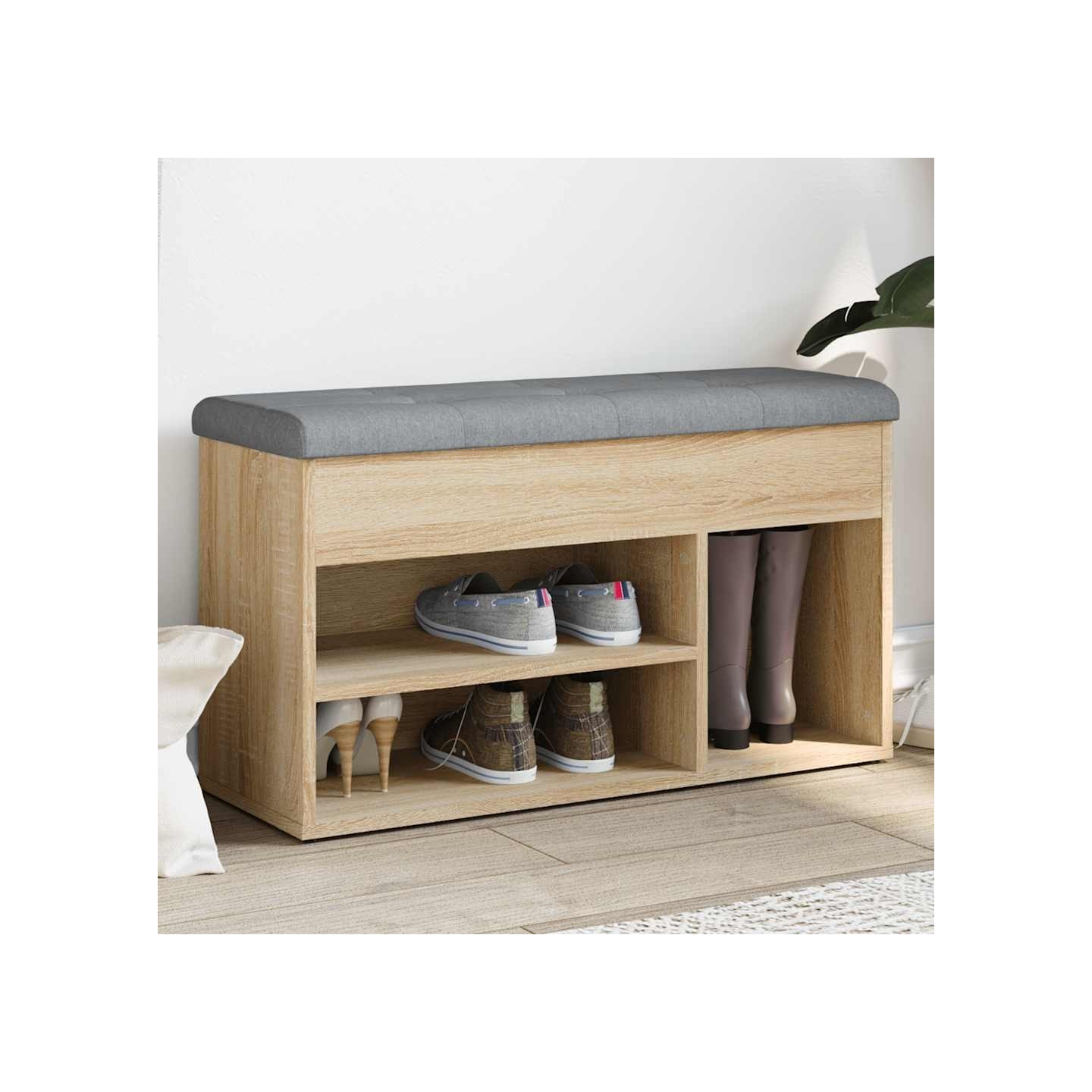 Banc à chaussures chêne sonoma 82x32x45,5 cm bois d'ingénierie