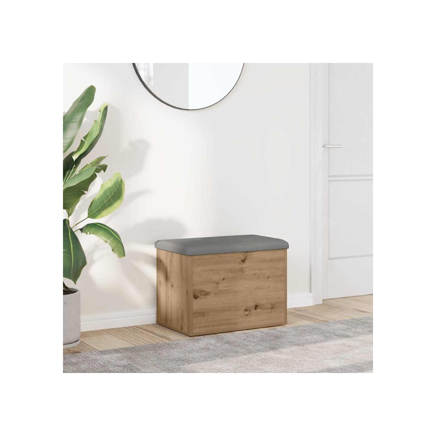 Banc de rangement chêne artisanal 62x42x45 cm bois d'ingénierie