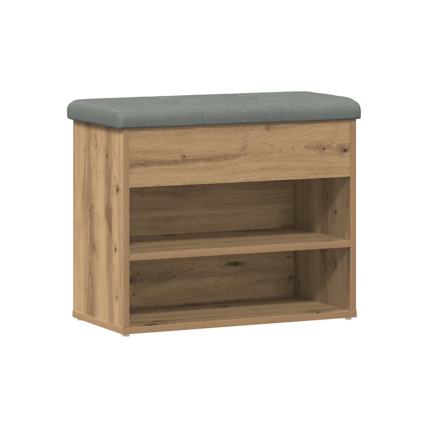 Banc à chaussures chêne artisanal 62x32x50 cm bois d'ingénierie