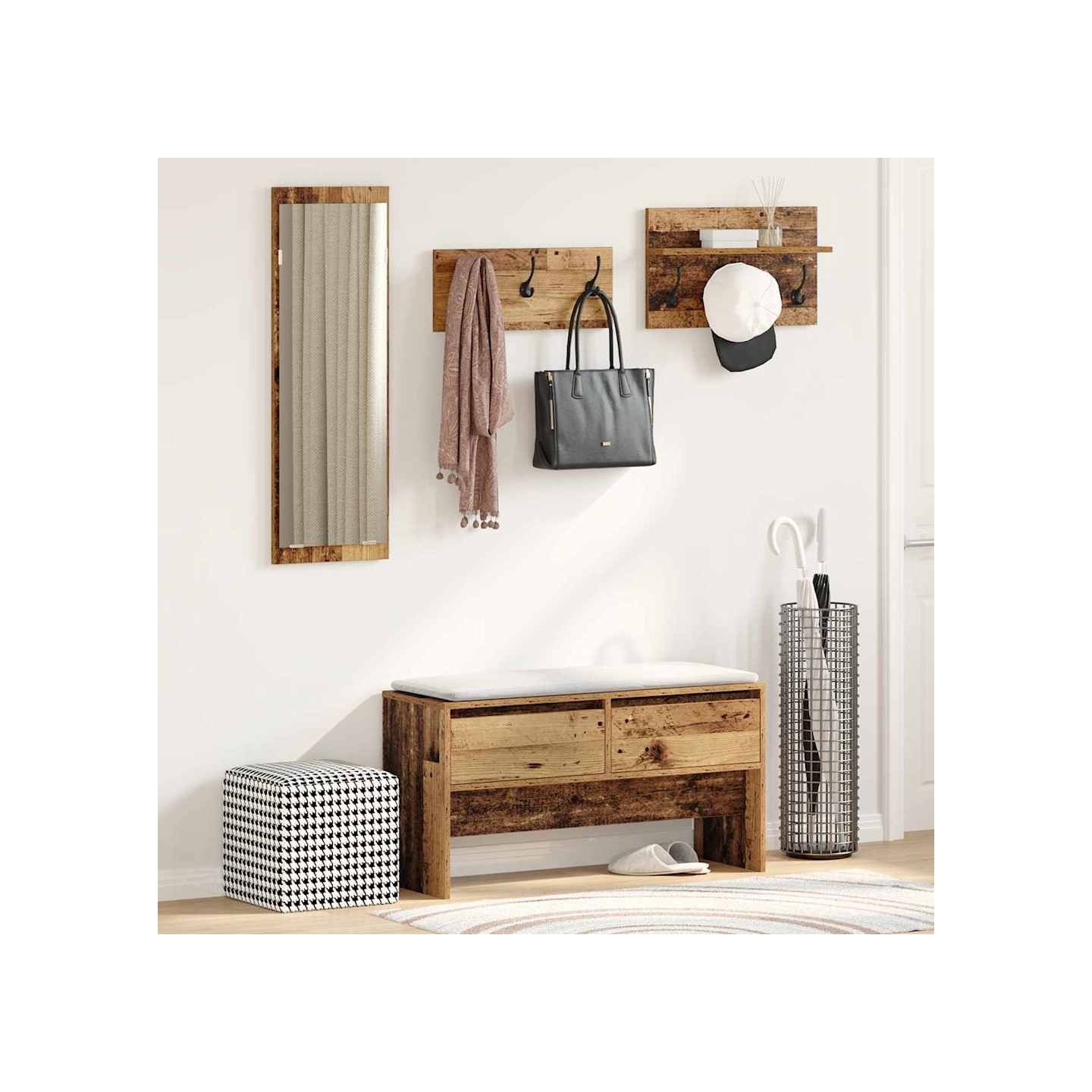 Ensemble de meubles d'entrée 4 pc Bois ancien 90 x 31 x 46,5 cm