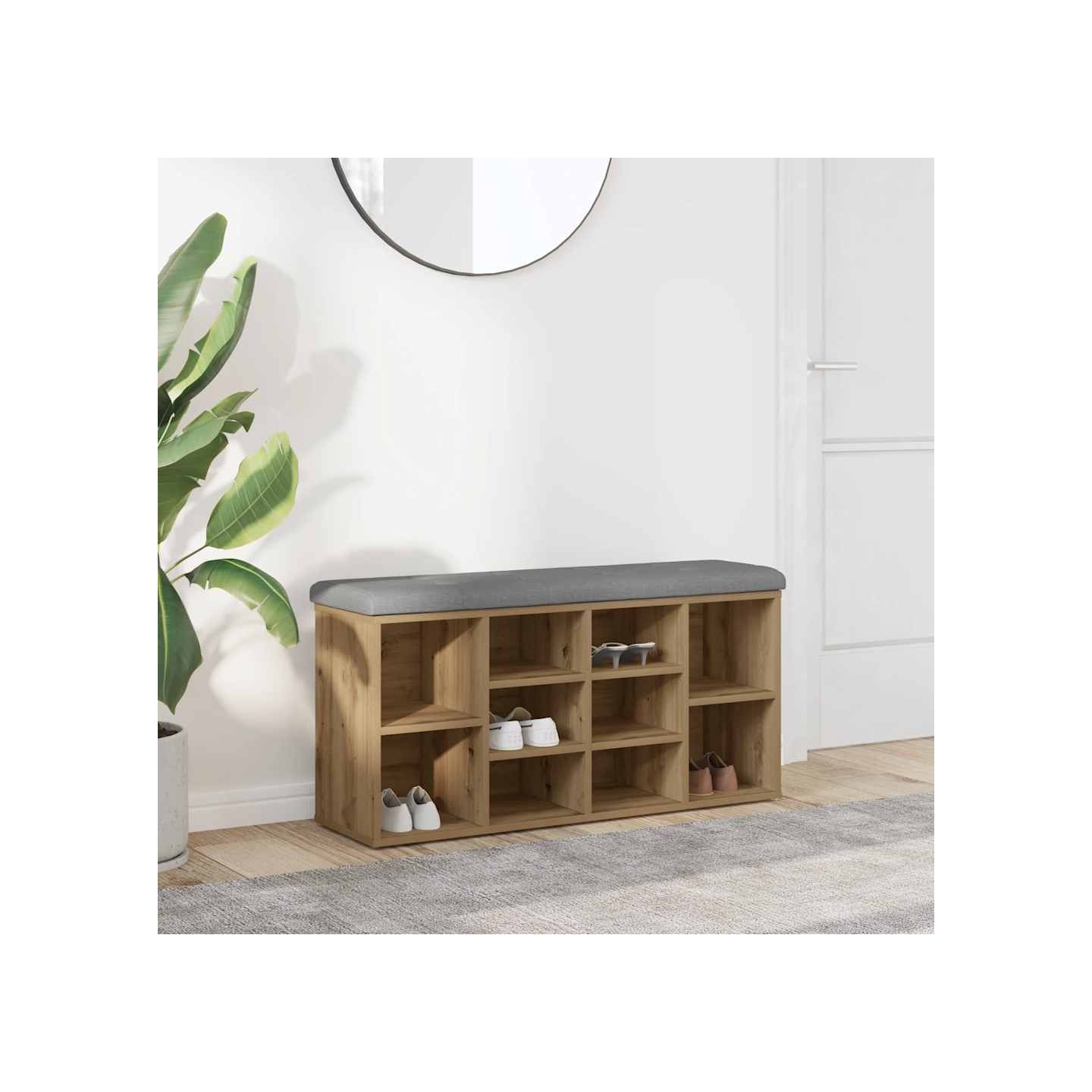 Banc à chaussures chêne artisanal 82x32x45,5 cm bois ingénierie