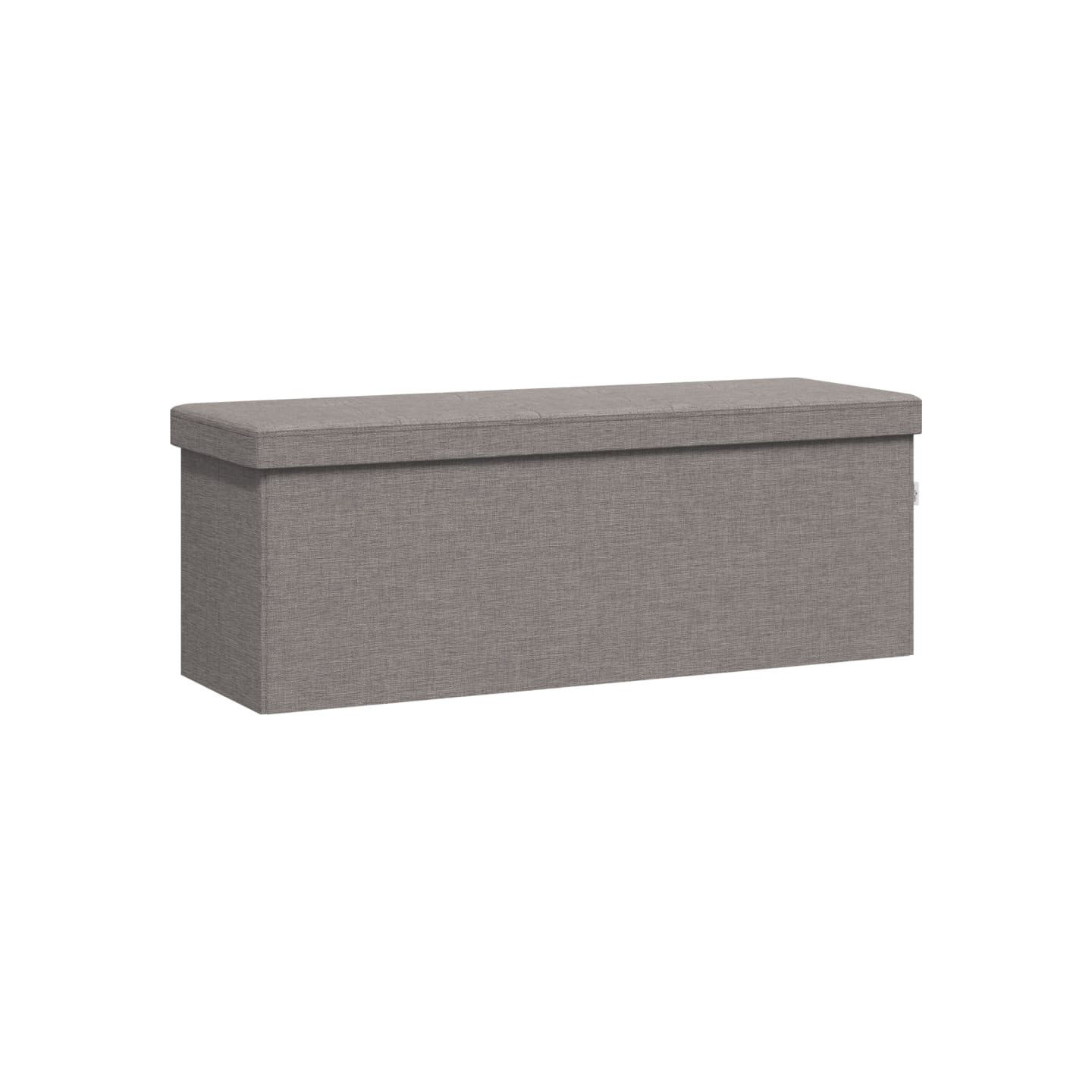 Banc de rangement pliable gris clair faux lin