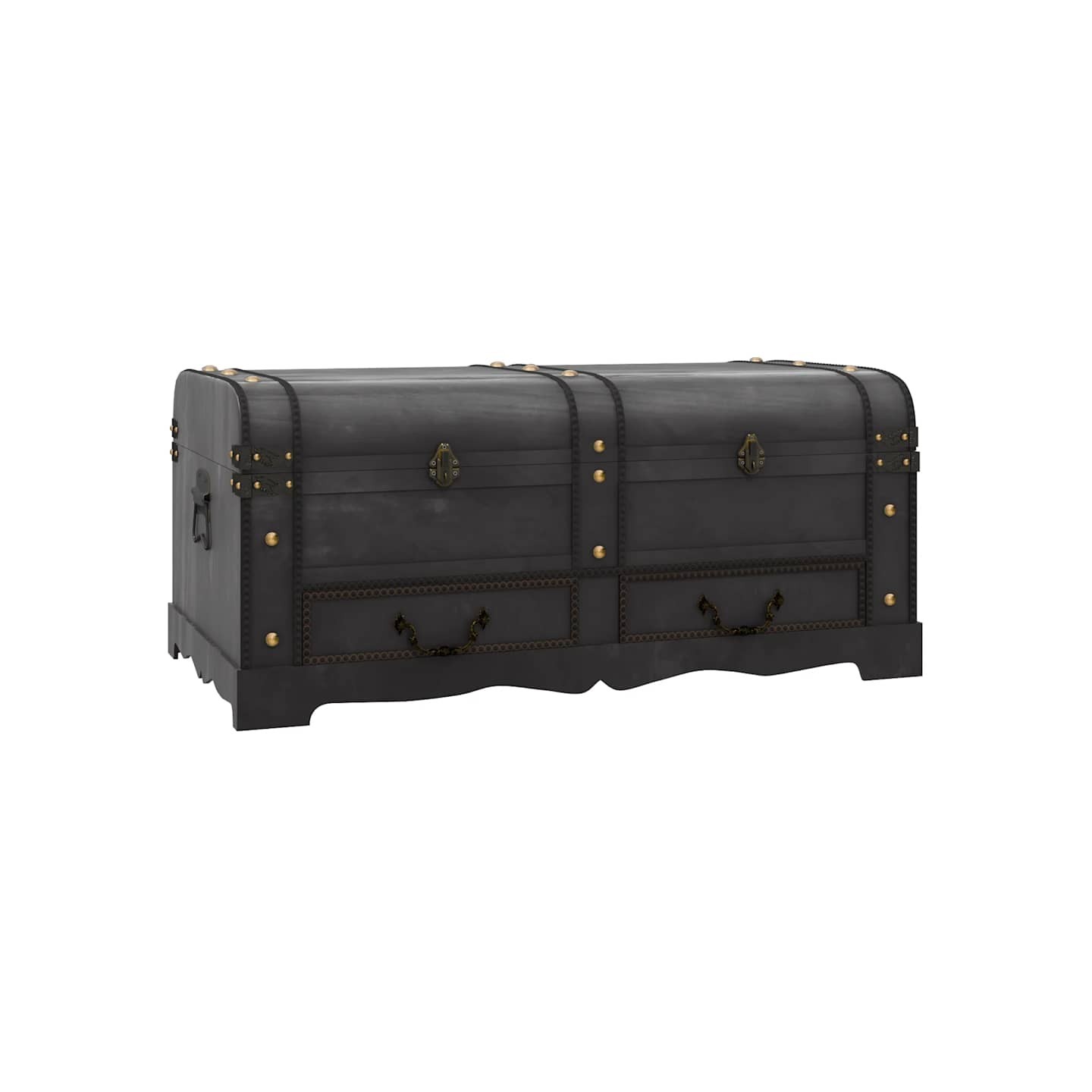 Coffre de rangement Bois Noir 90 x 51 x 42 cm