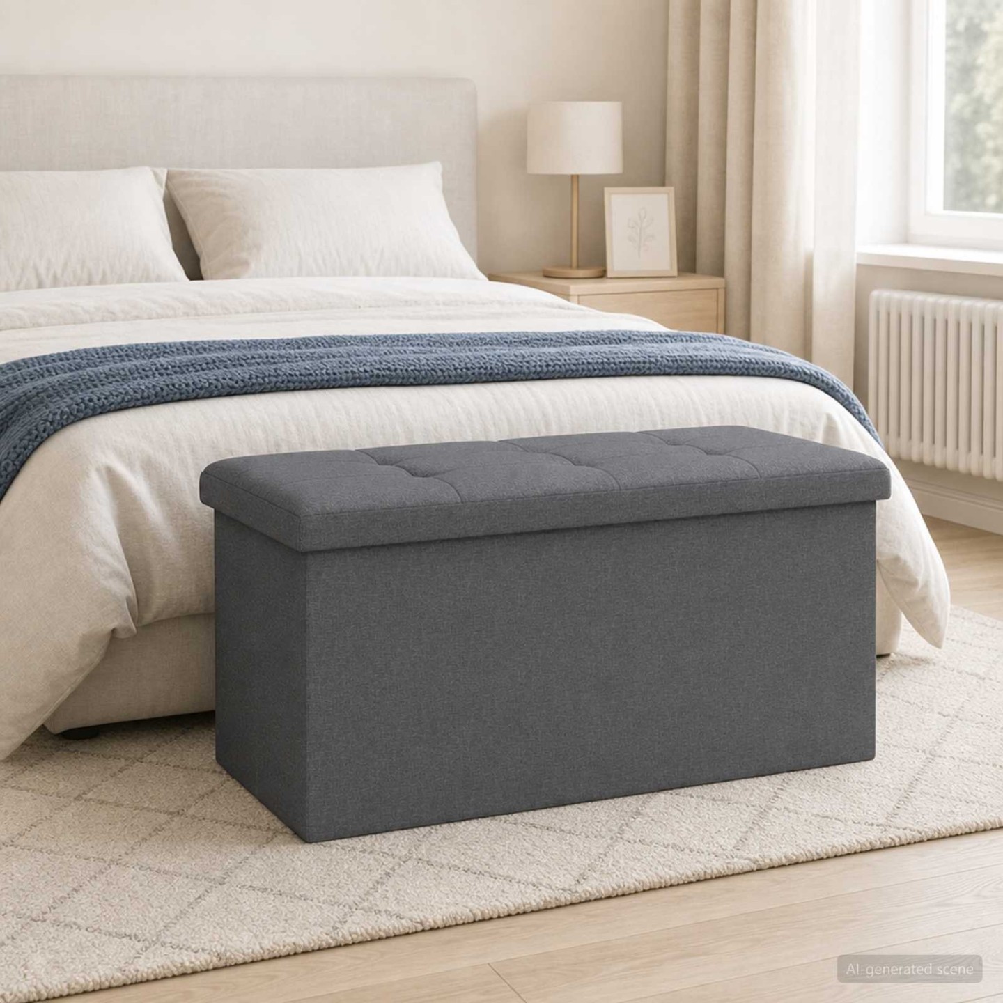 Banc de rangement pliable Gris clair Lin