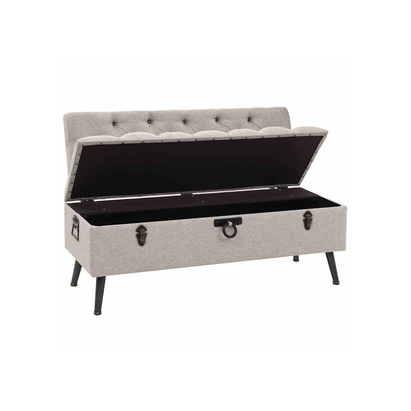 Banc de rangement avec dossier 110 cm Crème Tissu