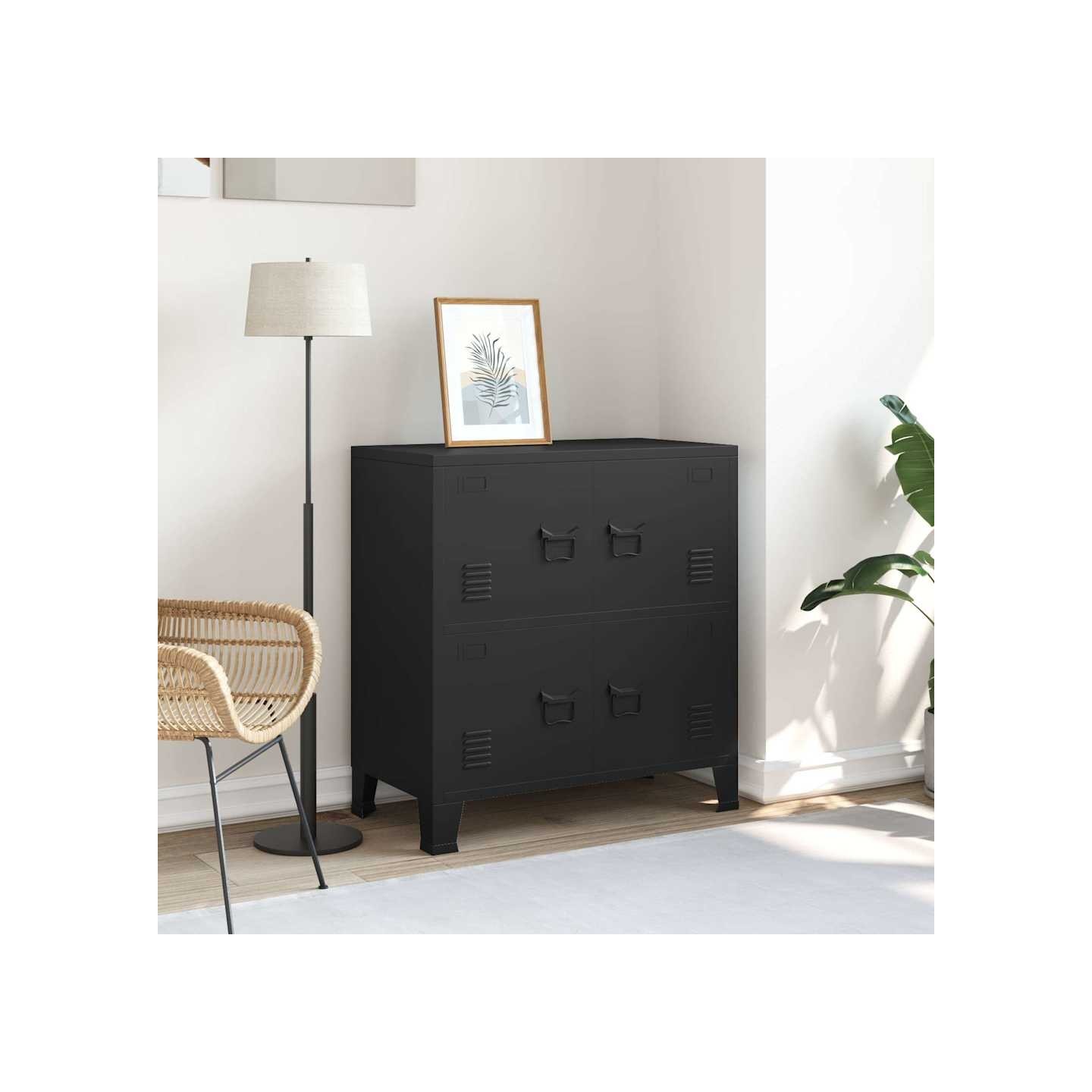 Coffre de rangement industriel Noir 75x40x80 cm Acier