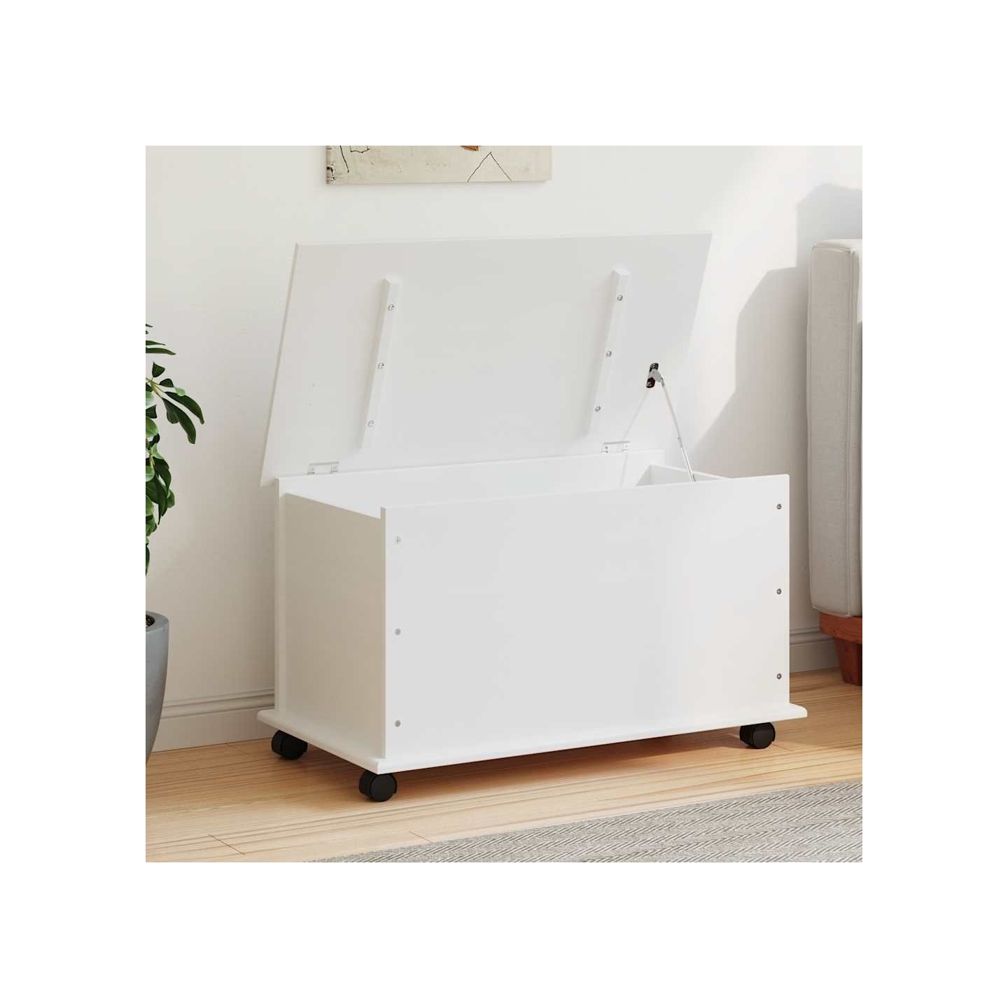 Coffre de rangement et roulettes ALTA blanc 73x39,5x43 cm