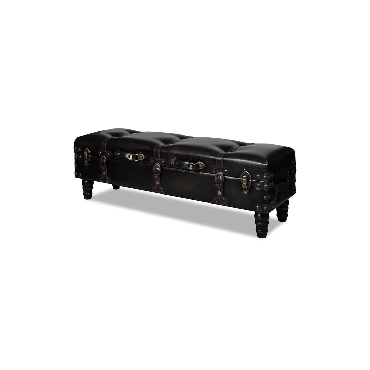 Banc long de rangement marron