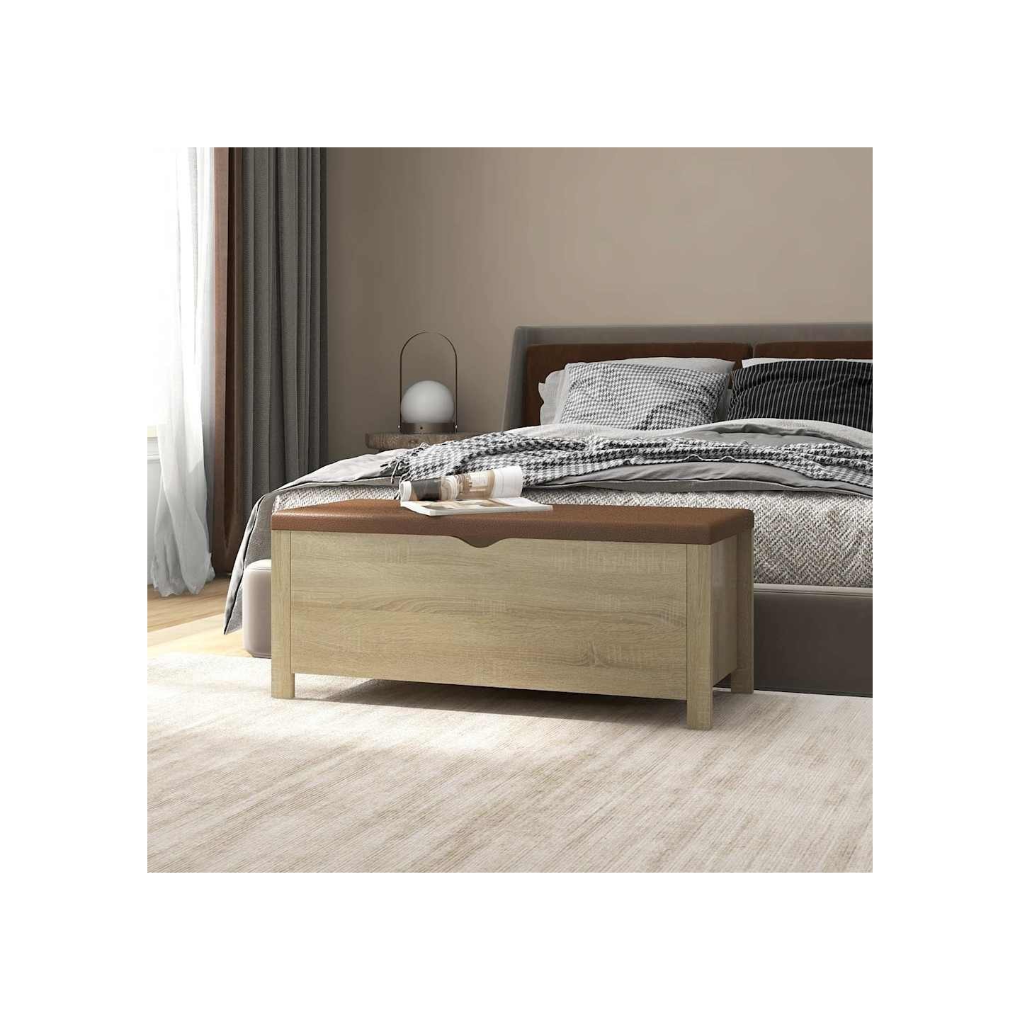 Boîte de rangement coussin Chêne sonoma 105x40x45 cm Aggloméré