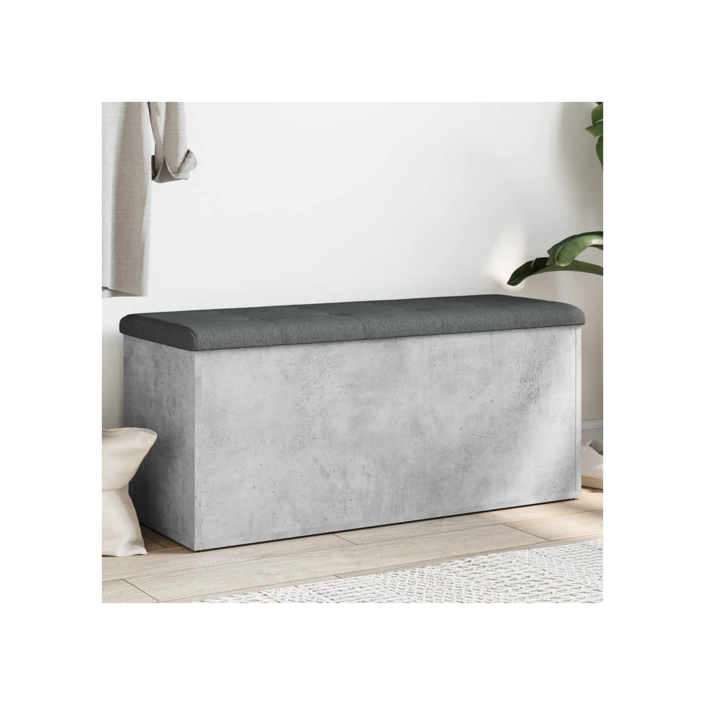Banc de rangement gris béton 102x42x45 cm bois d'ingénierie