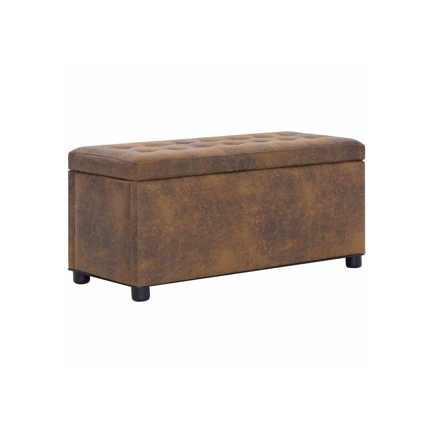 Pouf de rangement 87,5 cm Marron Similicuir daim
