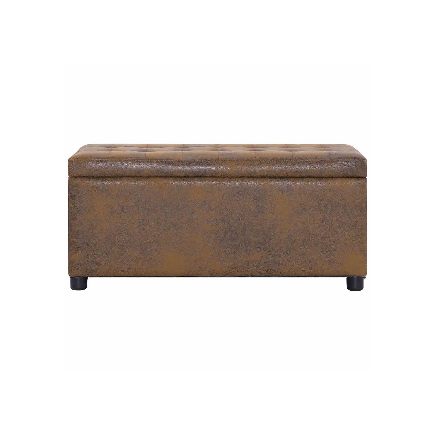 Pouf de rangement 87,5 cm Marron Similicuir daim