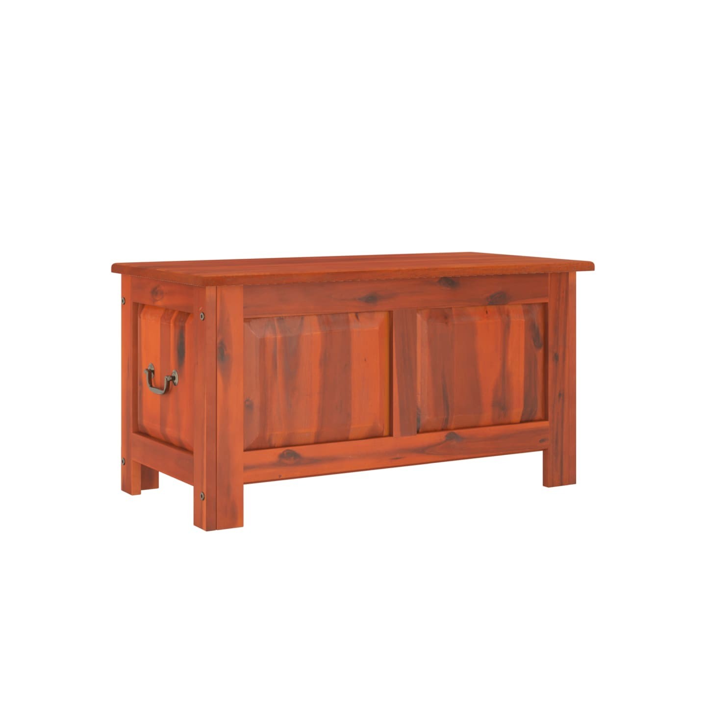 Coffre de rangement avec couvercle marron bois massif d'acacia