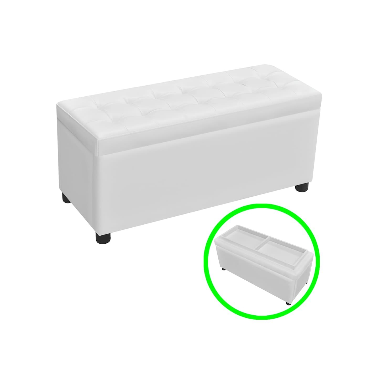 Pouf de rangement Cuir synthétique Blanc