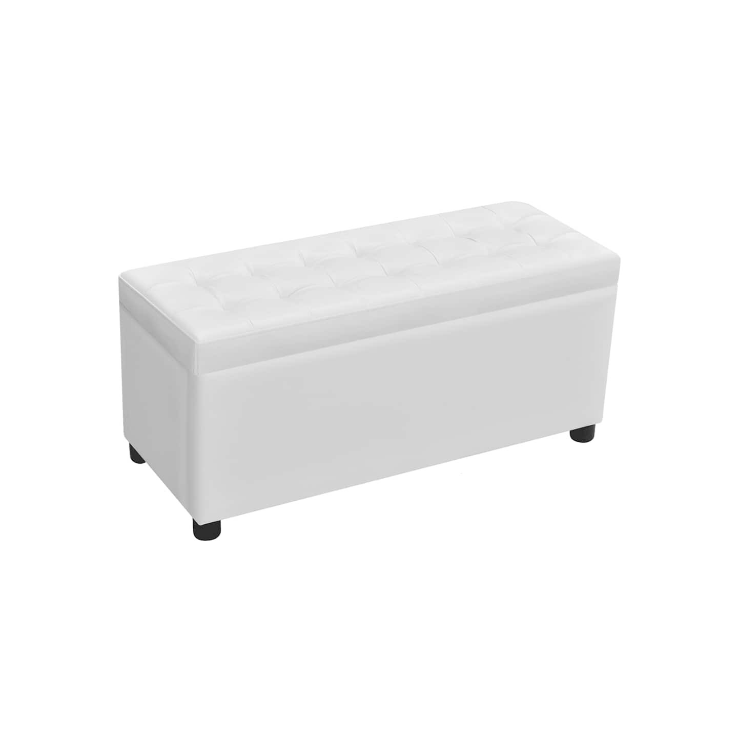 Pouf de rangement Cuir synthétique Blanc