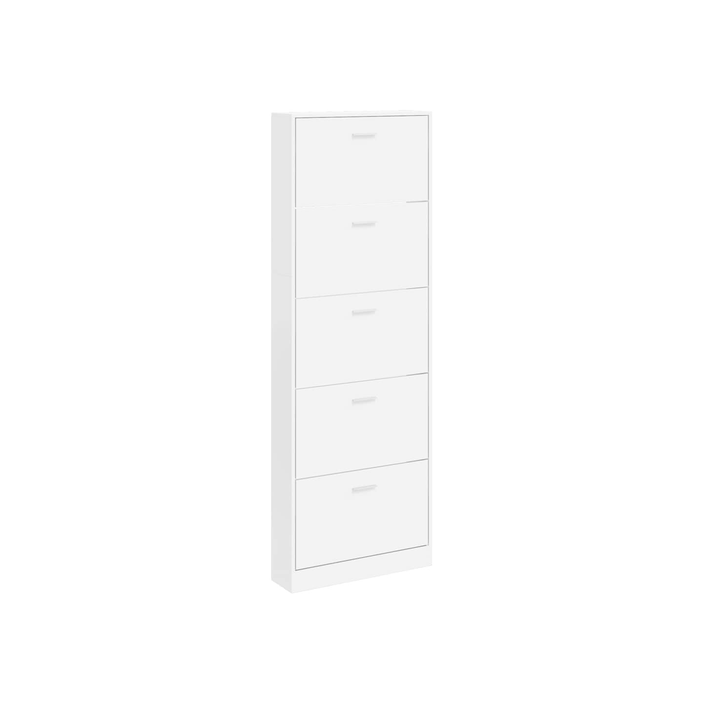 Meuble à chaussures en bois avec 5 compartiments Blanc