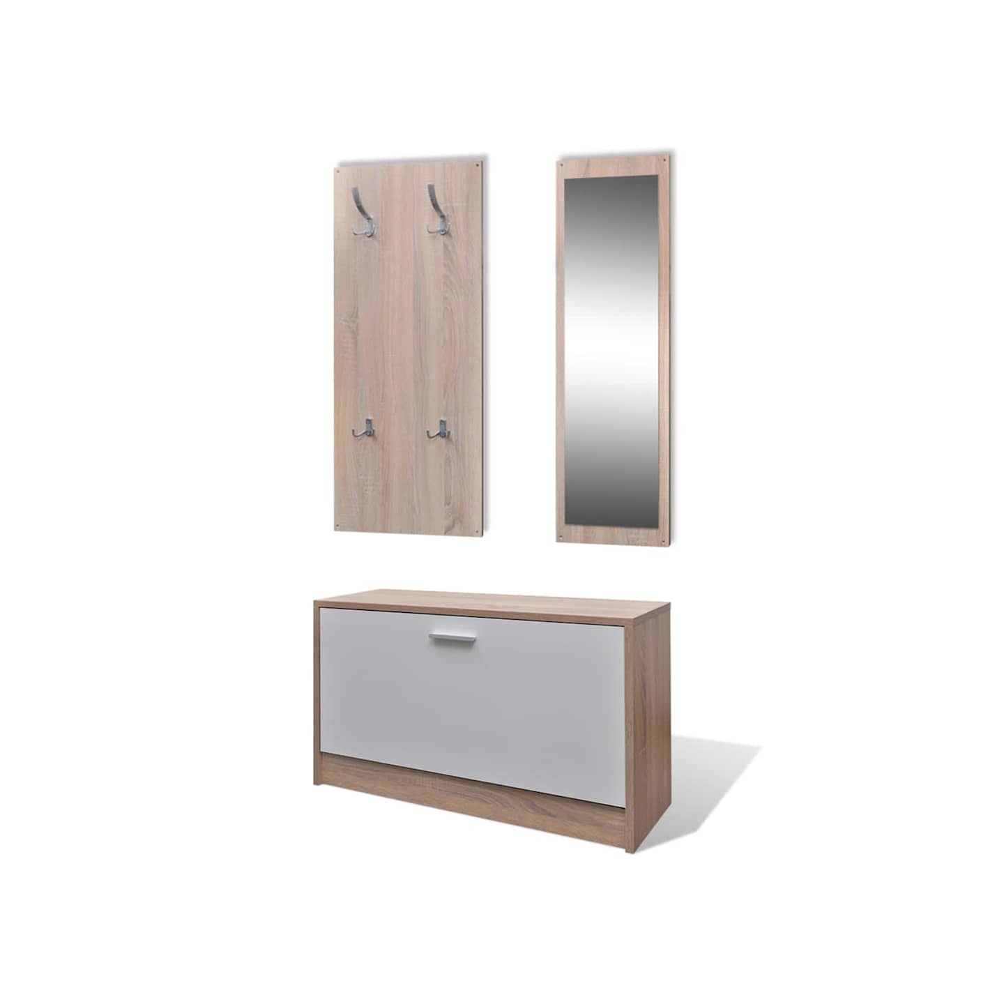 Armoire à chaussures 3-en-1 Bois Chêne et blanc