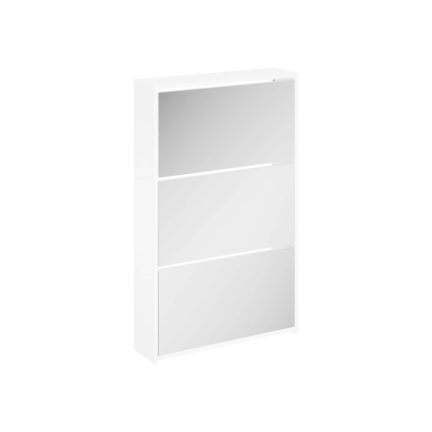 Meuble à chaussures 3 étagères 63x17x102,5 cm Miroir Blanc