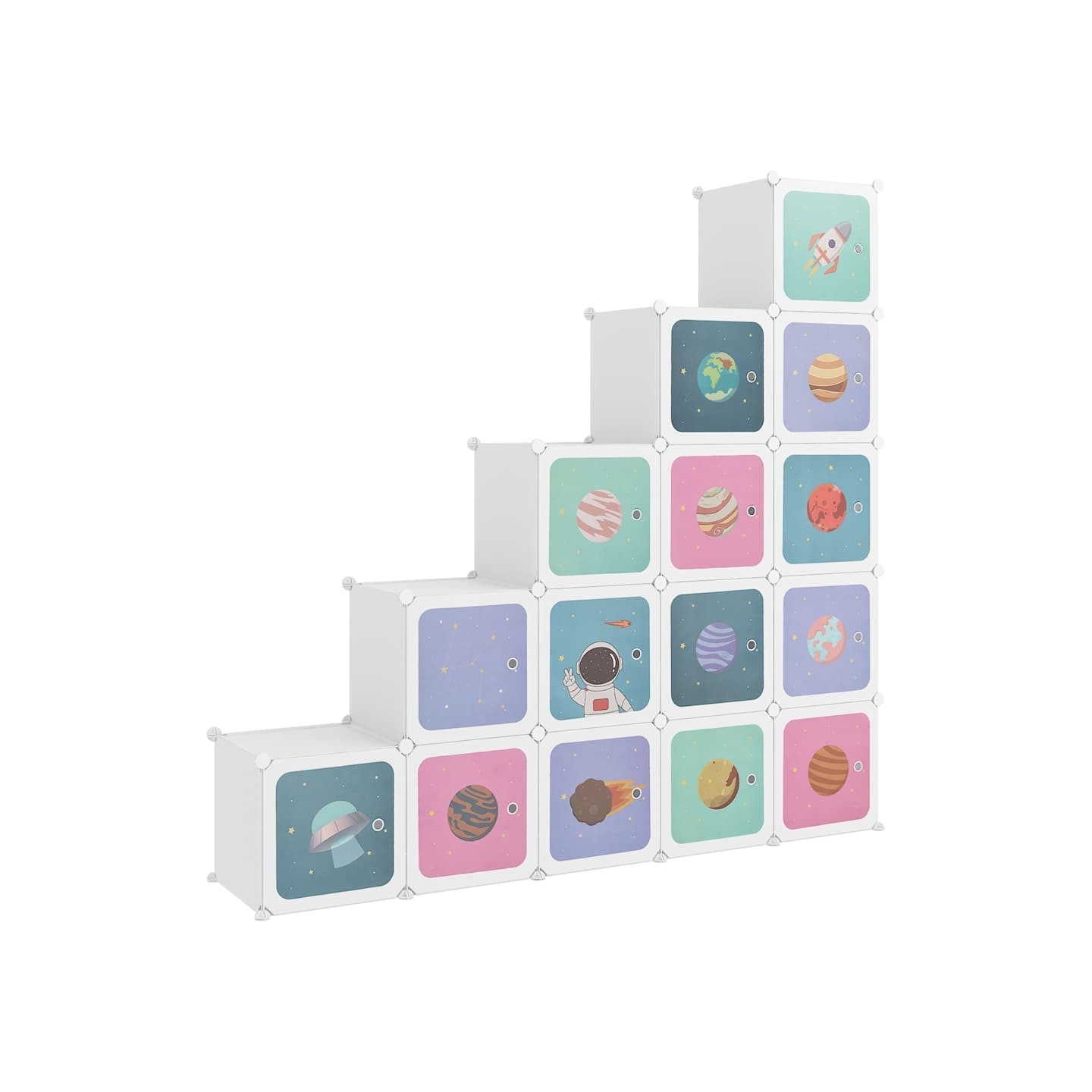Armoire de rangement pour enfants avec 15 cubes Blanc PP