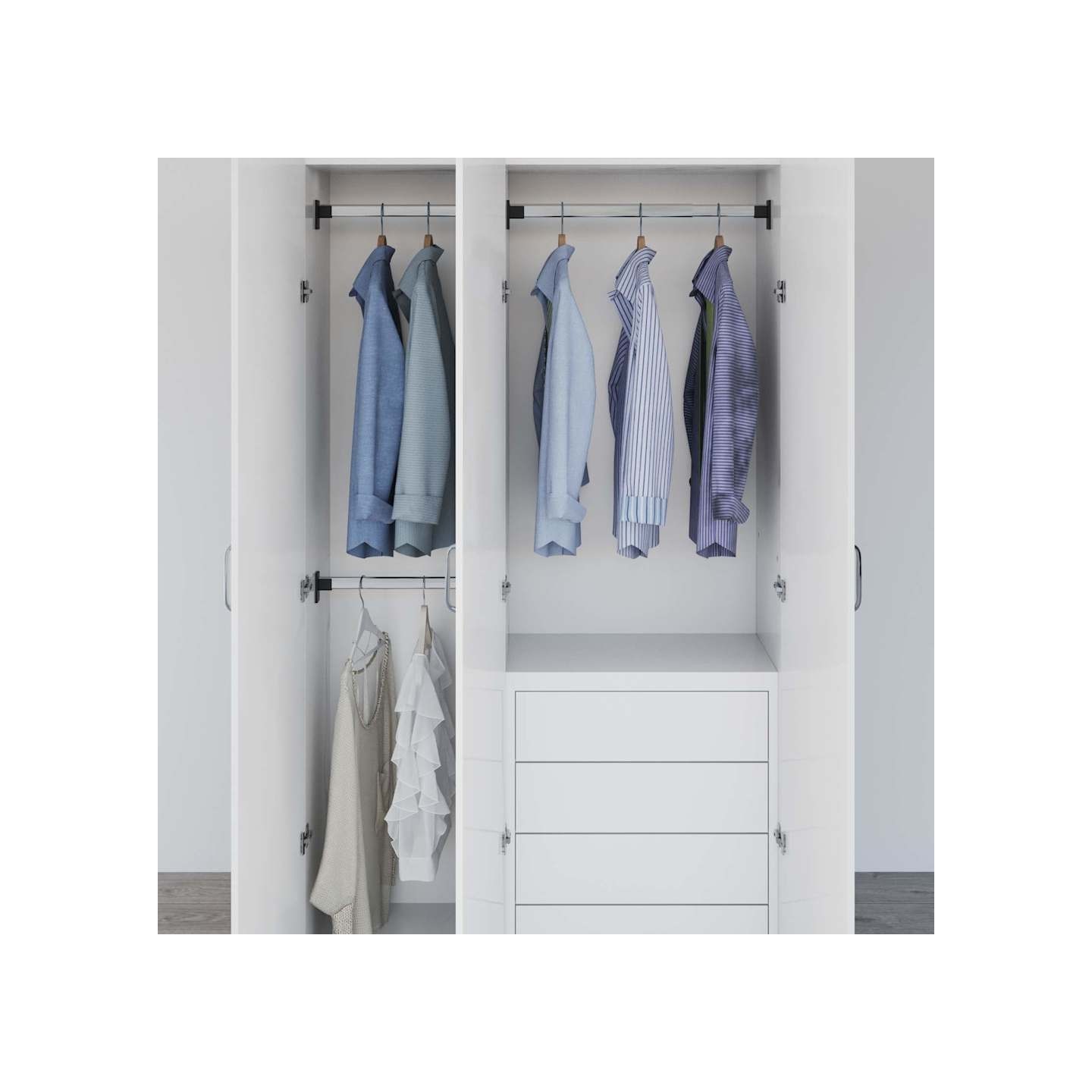 Rails de garde-robe télescopiques 2 pcs Argenté 58-100 cm