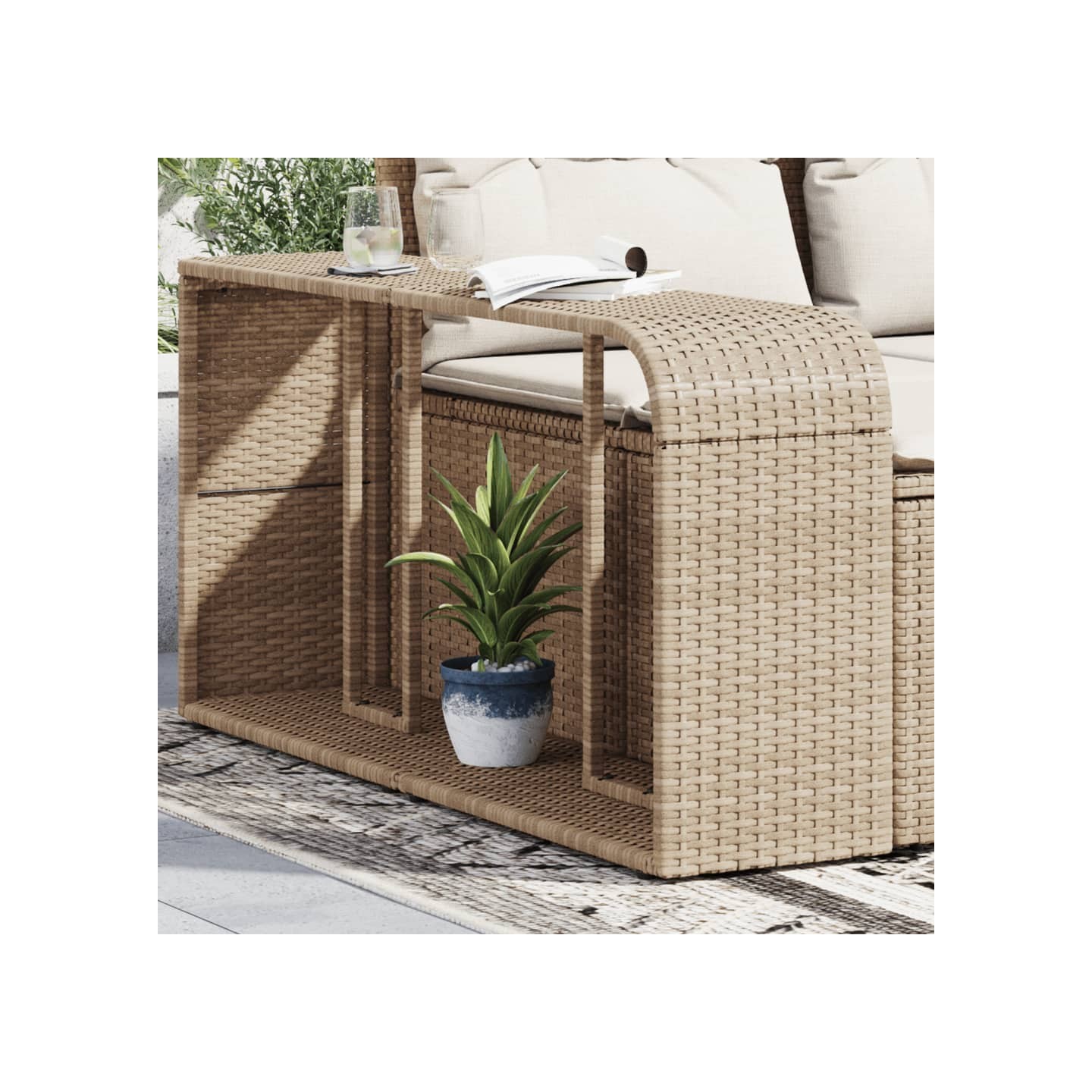Étagères de rangement 2 pcs beige résine tressée