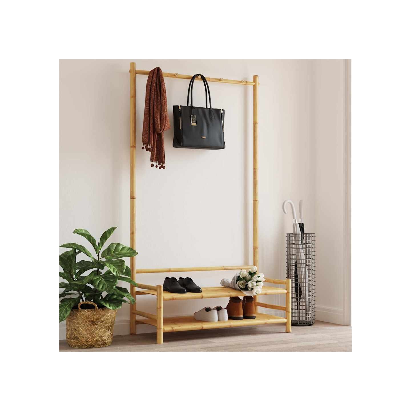 Porte-vêtement avec étagères 103x40x183 cm bambou