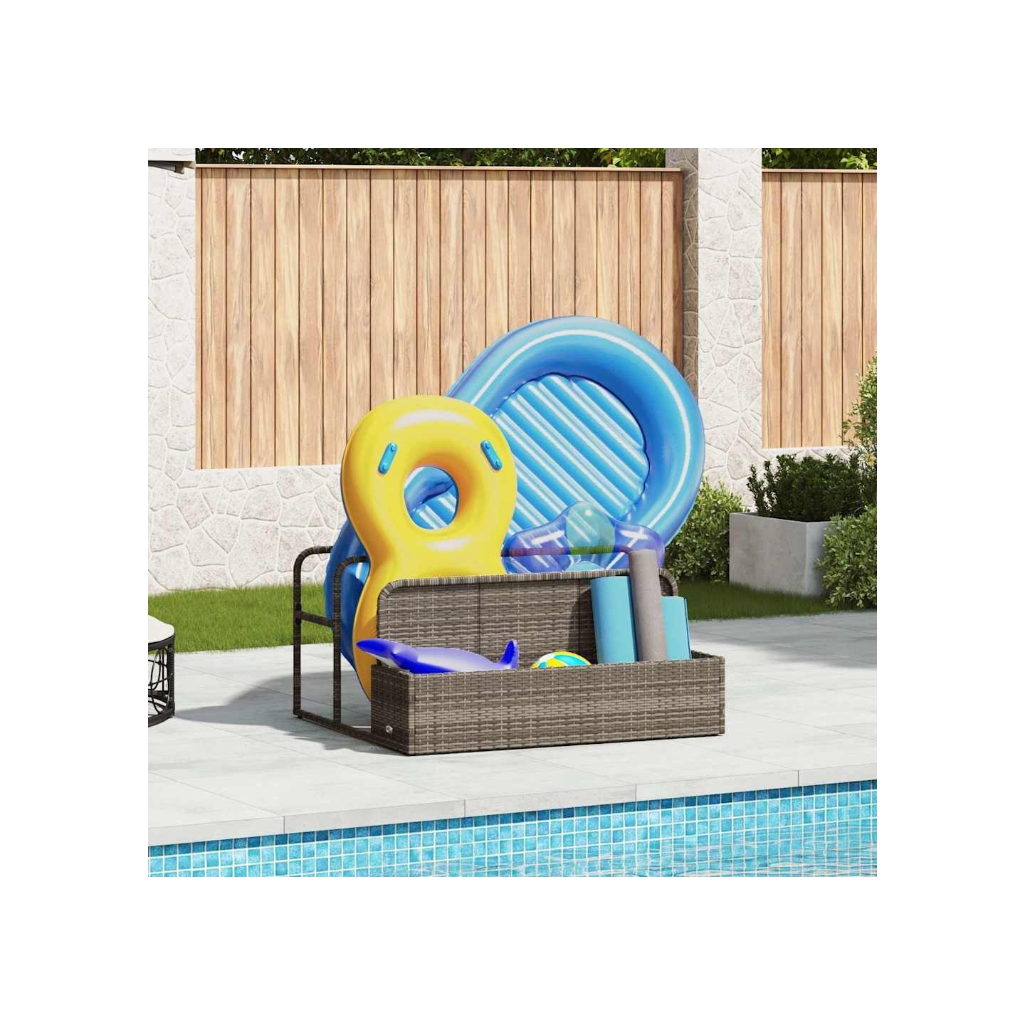 Rangement pour matelas gonflables de piscine gris 110x100x57 cm
