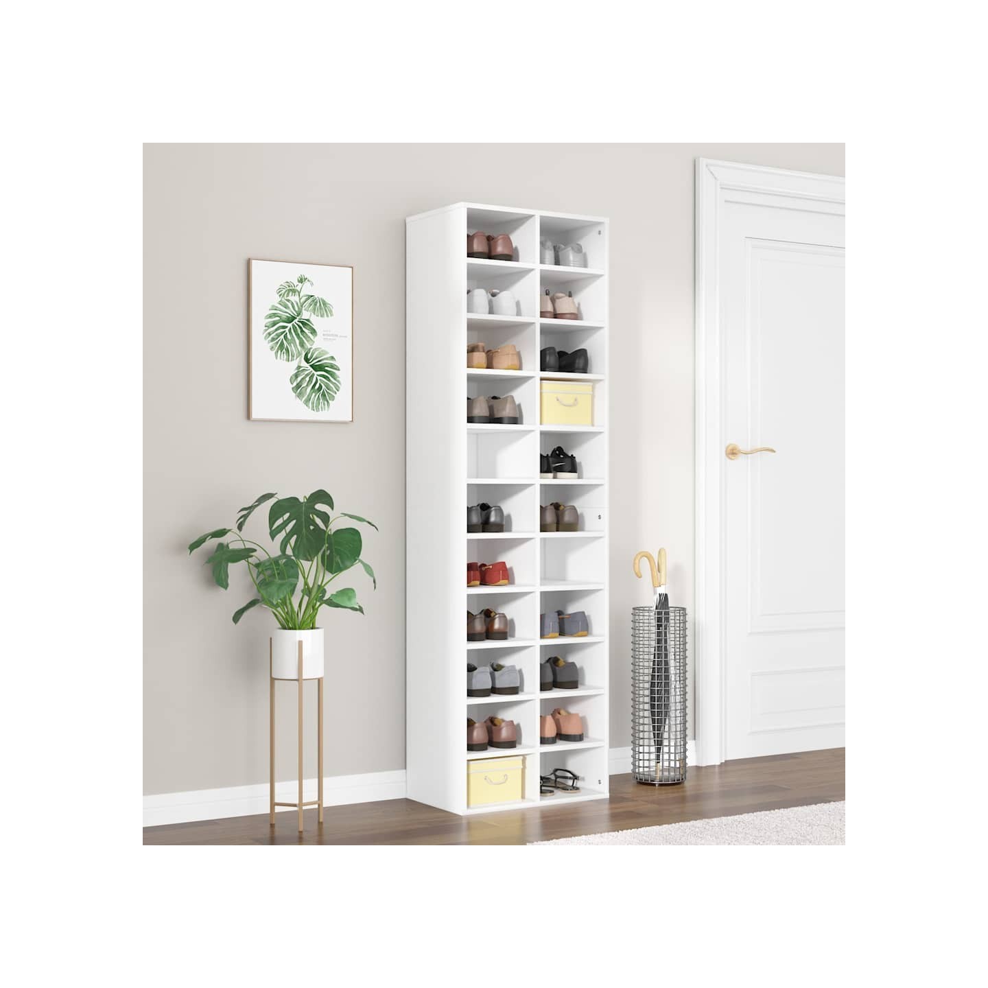 Armoire à chaussures Blanc 54x34x183 cm Bois d'ingénierie