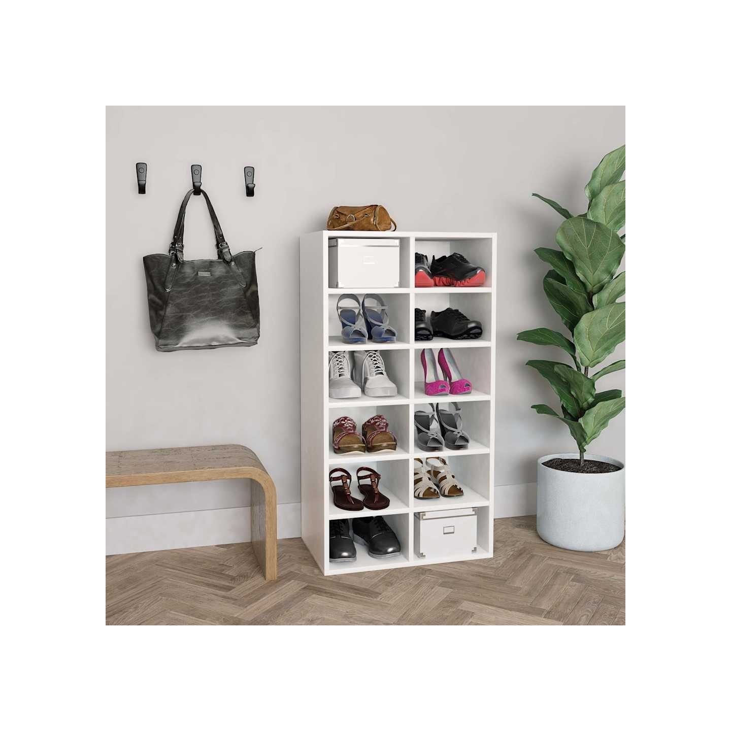 Étagère à chaussures Blanc 54x34x100,5 cm Bois d'ingénierie