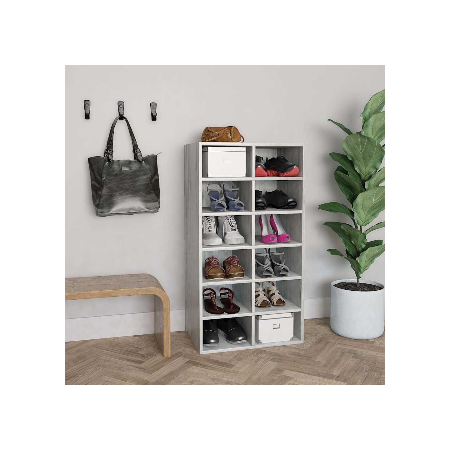 Étagère à chaussures Gris béton 54x34x100,5 cm Bois ingénierie
