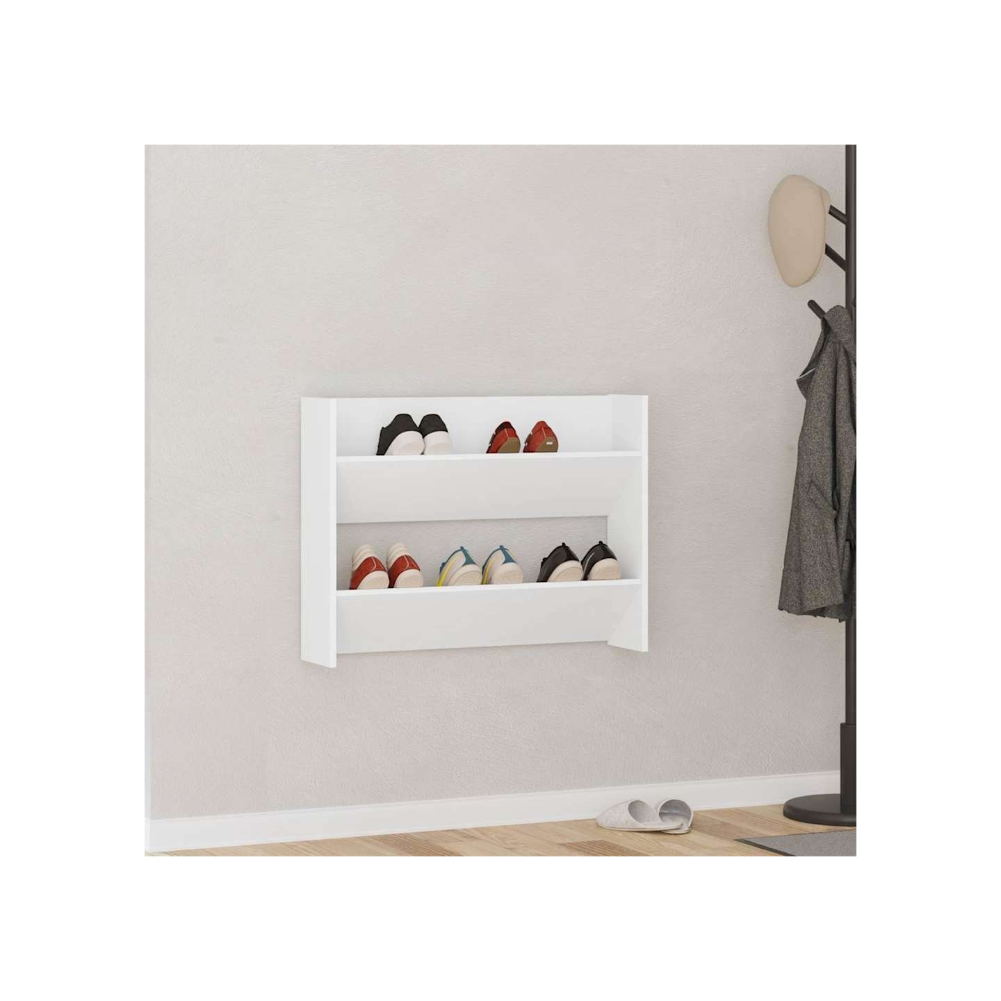 Armoire à chaussures murale Blanc 80x18x60 cm Aggloméré