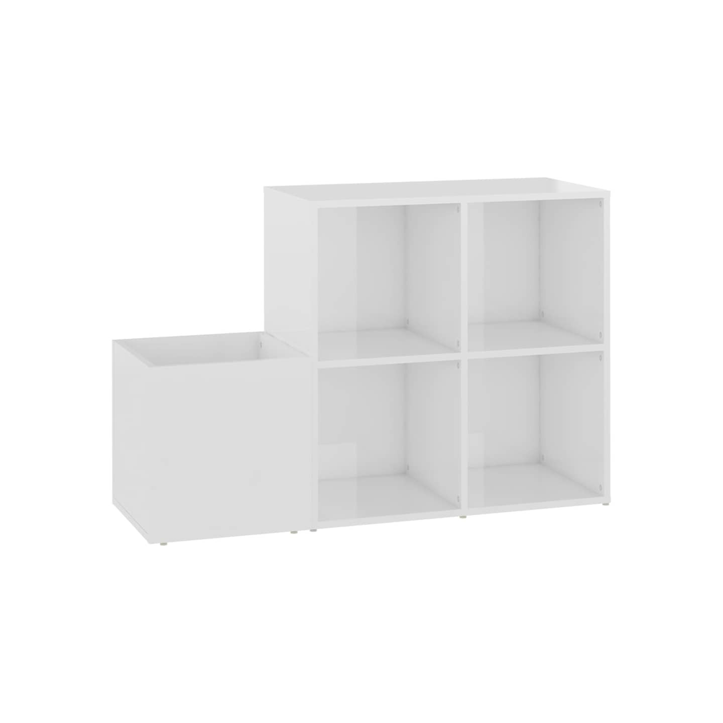 Armoire à chaussures d’entrée blanc brillant bois ingénierie