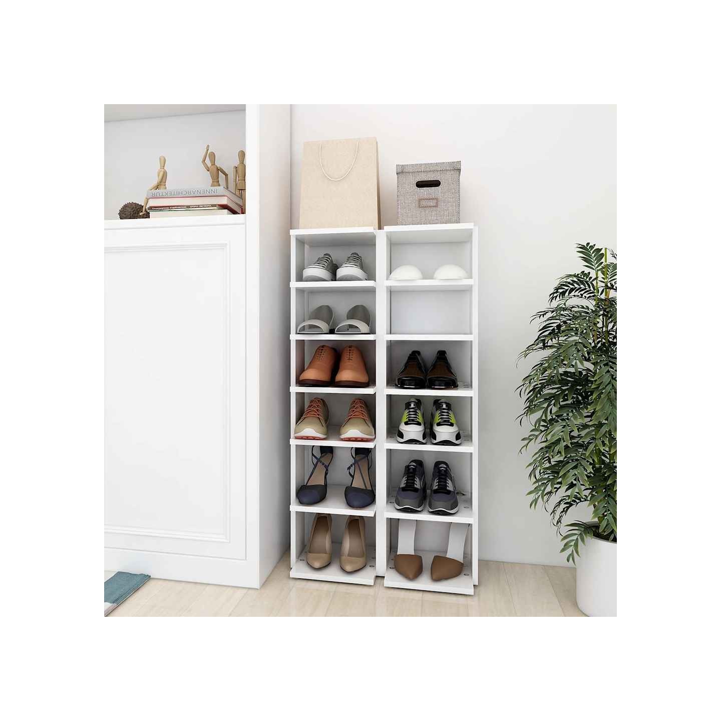Armoires à chaussures 2 pcs Blanc 27,5x27x102cm bois ingénierie