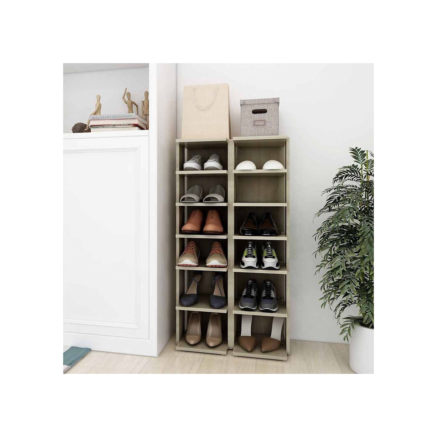 Armoires à chaussures 2 pcs Chêne Sonoma 27,5x27x102 cm