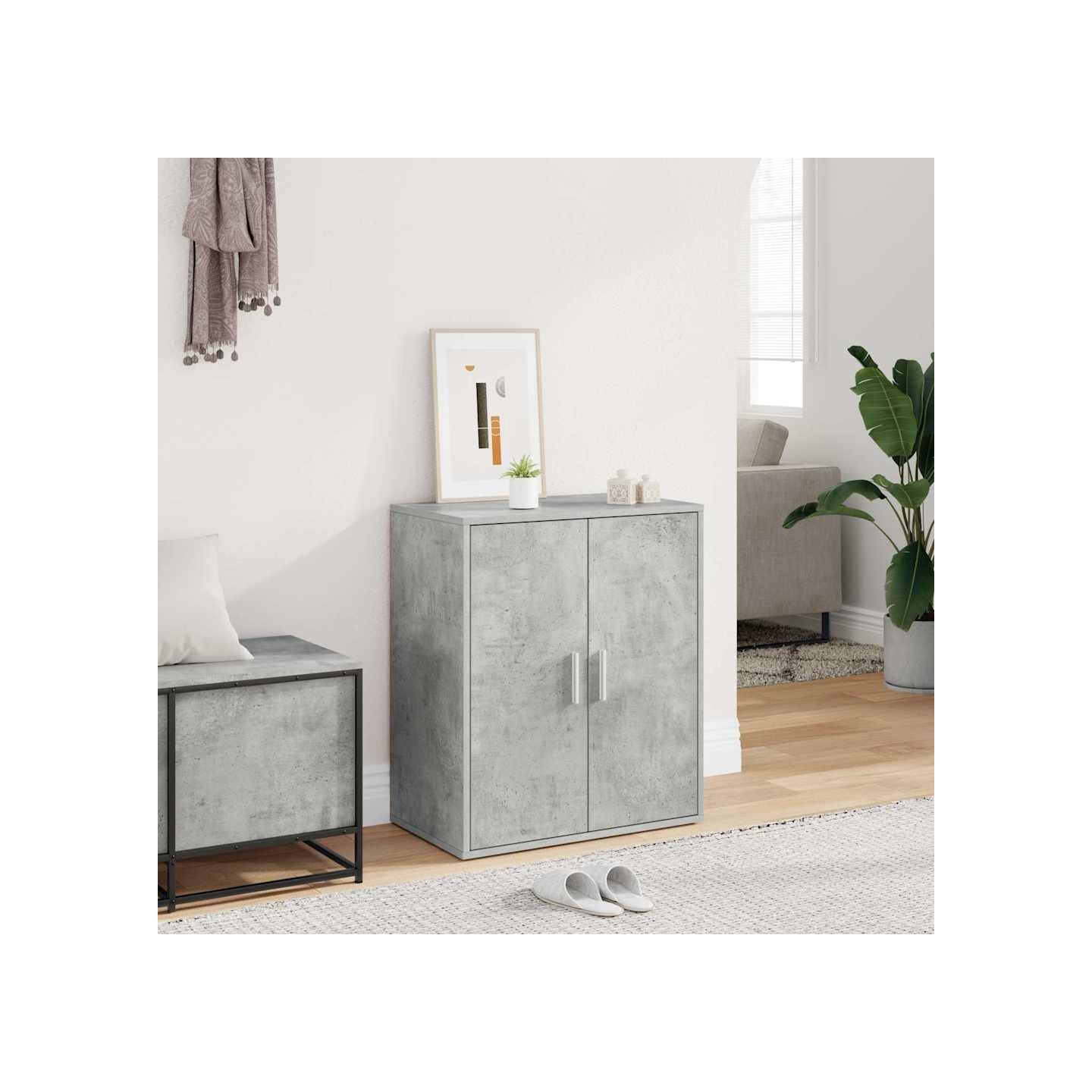 Armoire à chaussures Gris béton 60x35x70 cm Bois d’ingénierie