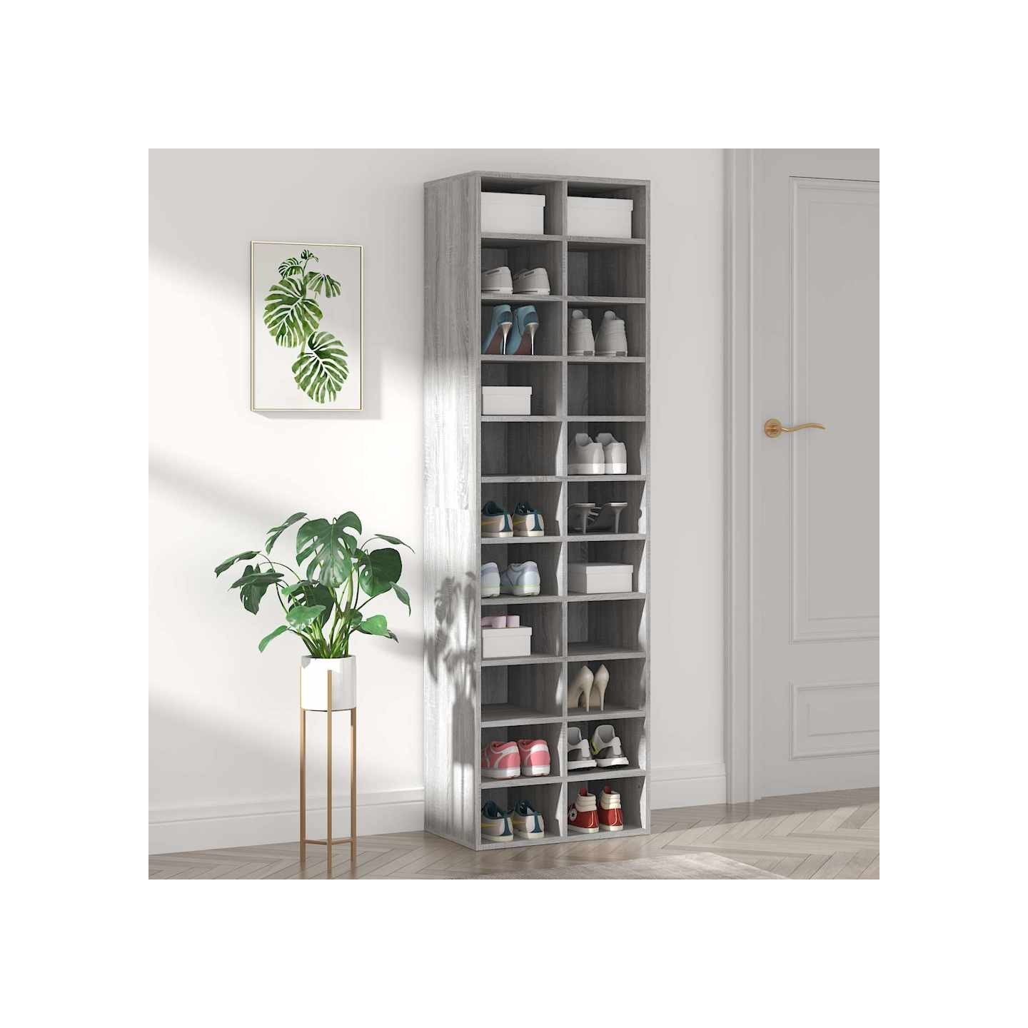 Meuble à chaussures Sonoma gris 54x34x183 cm Bois d'ingénierie