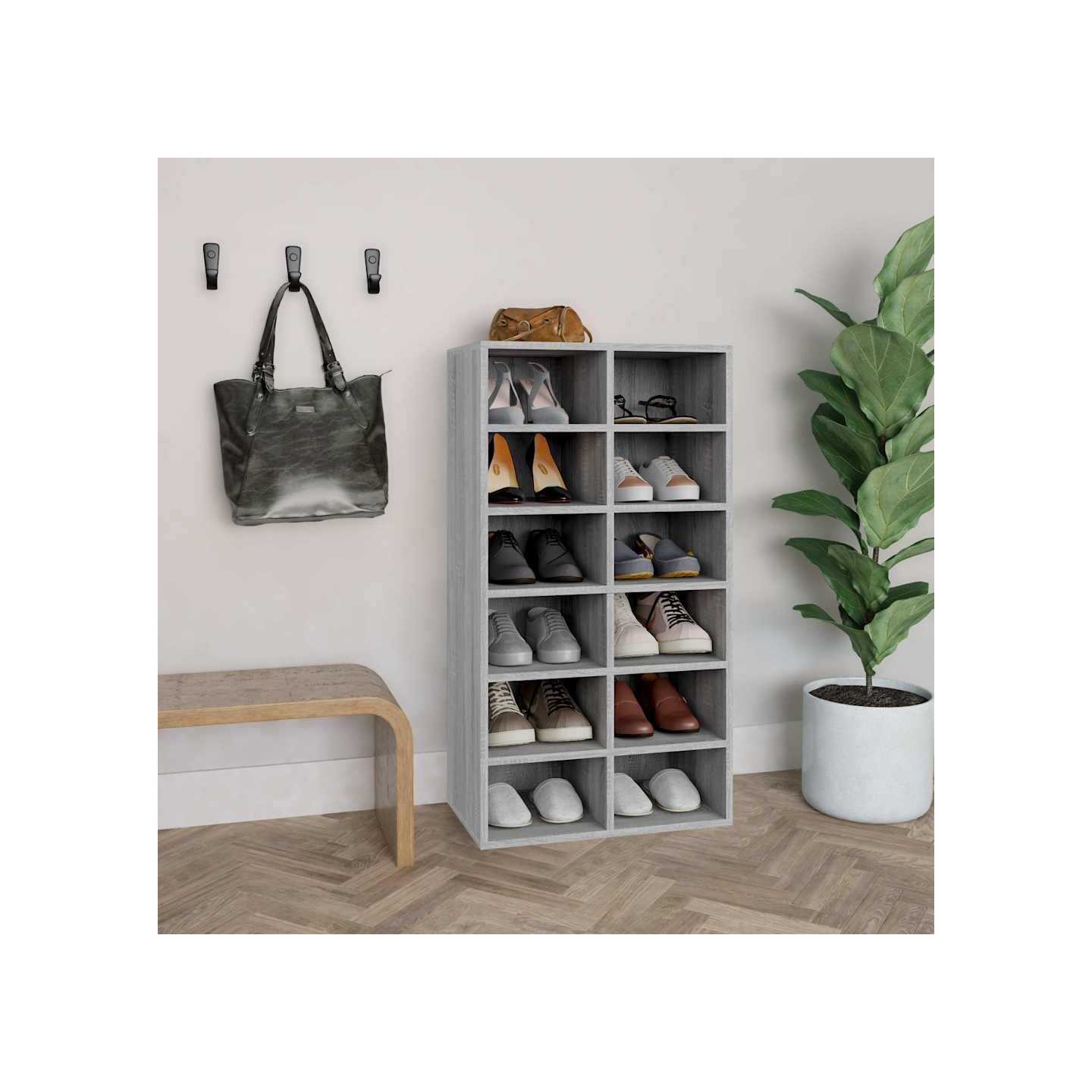 Étagère à chaussures Sonoma gris 54x34x100,5 cm Bois ingénierie