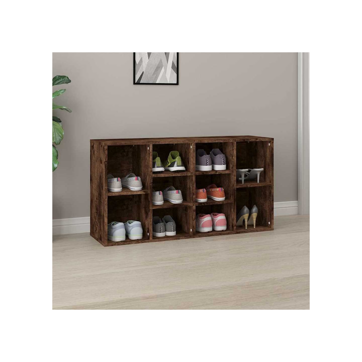 Banc à chaussures Chêne fumé 103x30x55 cm Bois d'ingénierie
