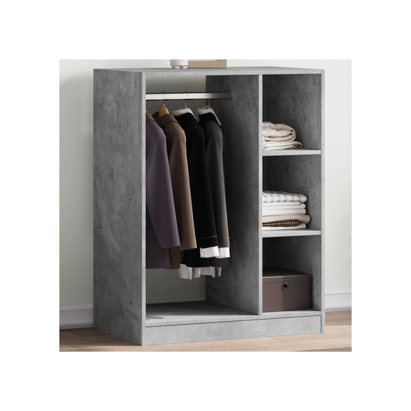 Garde-robe gris béton 77x48x102 cm bois d'ingénierie