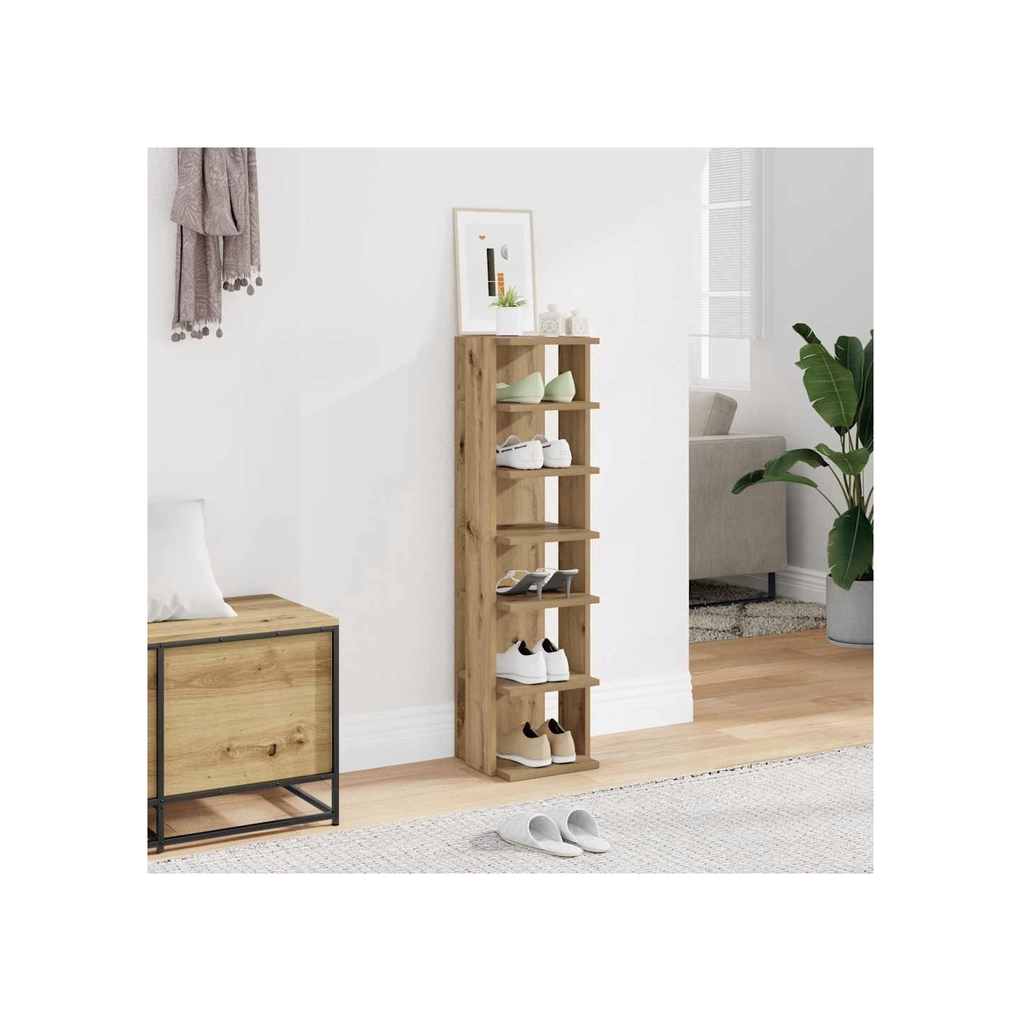 Armoire à chaussures chêne artisanal bois d'ingénierie
