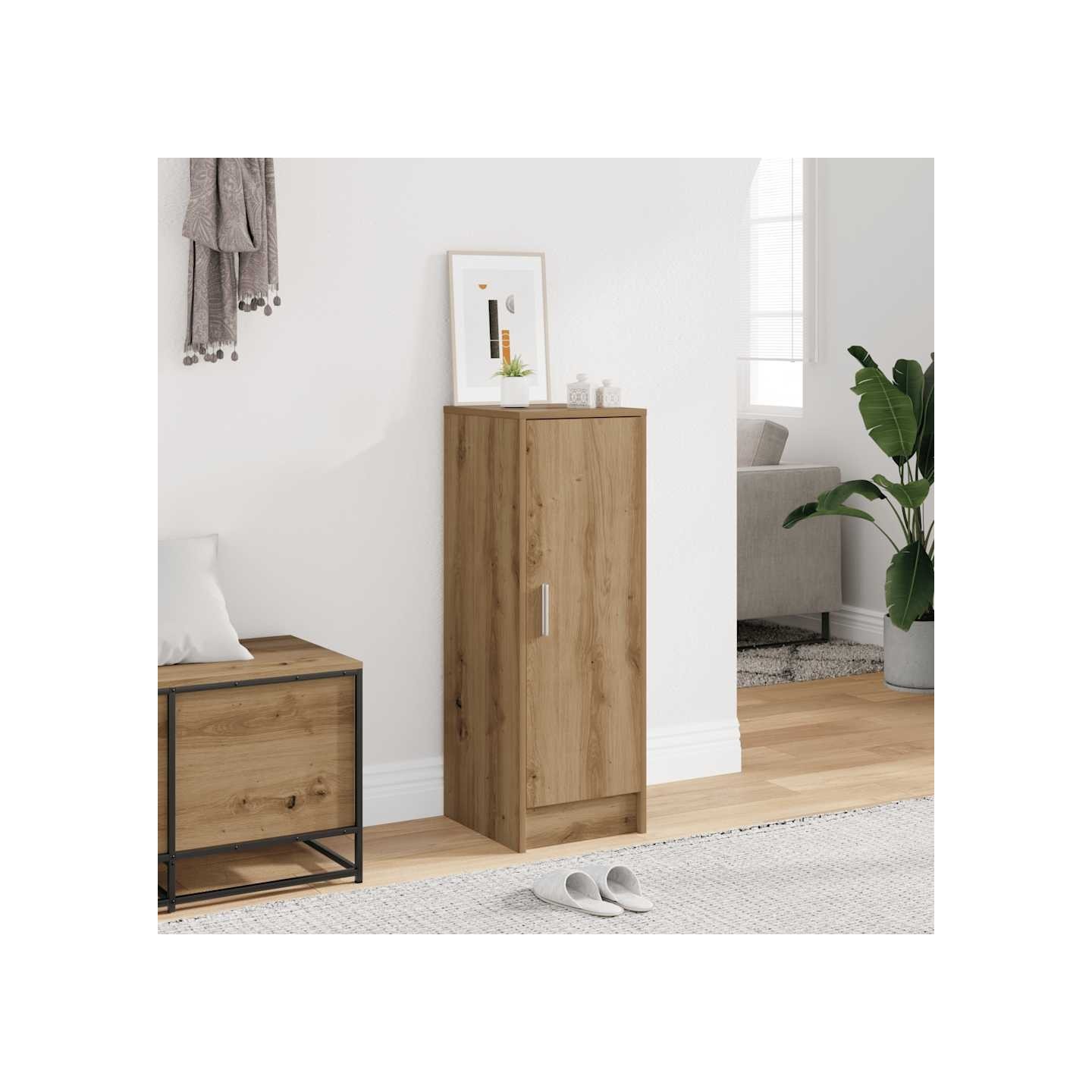 Armoire à chaussures chêne artisanal 32x35x92cm bois ingénierie
