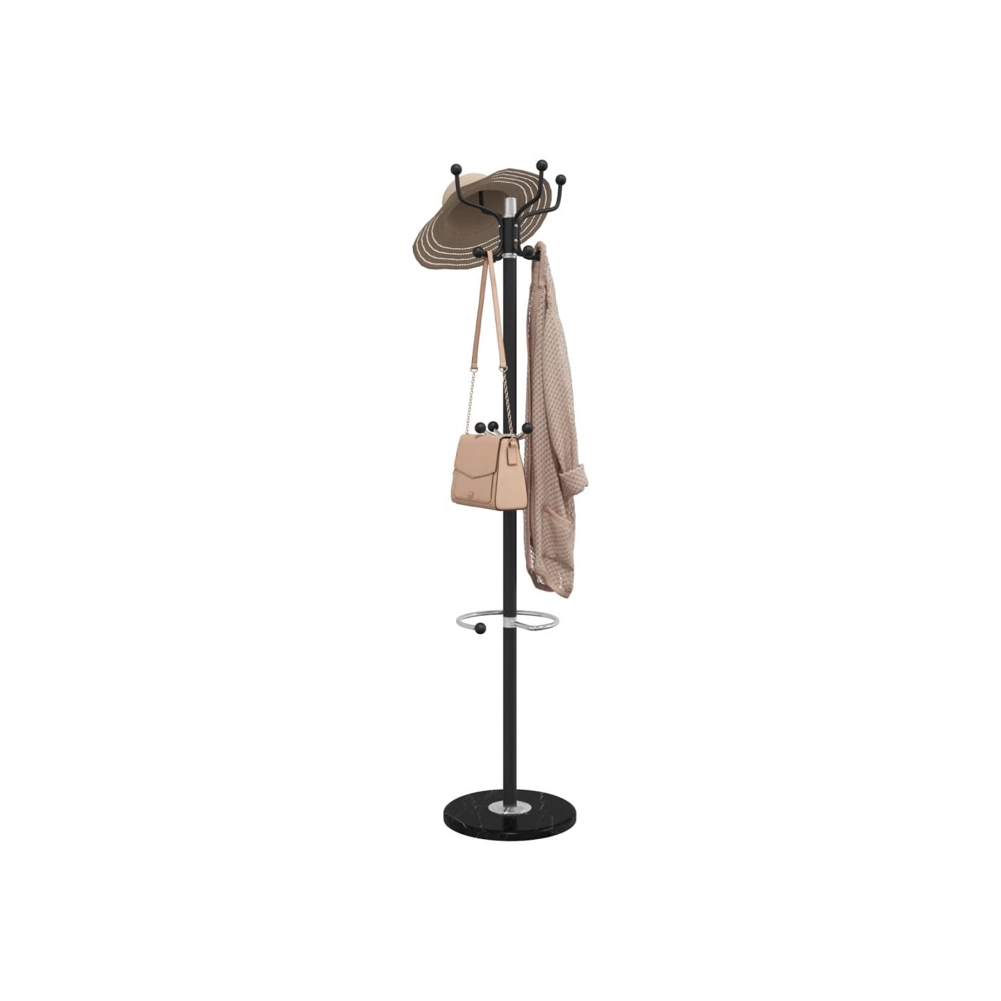 Porte-manteau avec porte-parapluie noir fer enduit de poudre