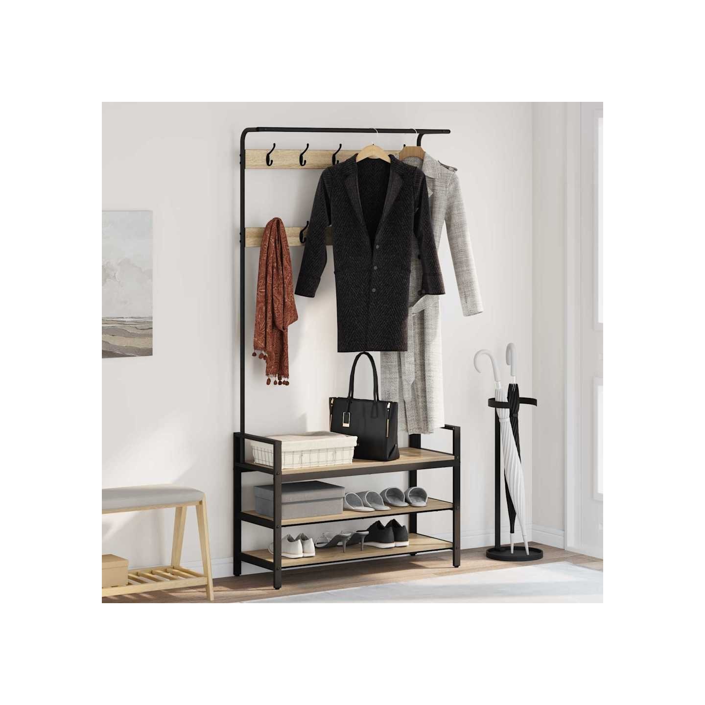 Porte-manteau Chêne Sonoma 95 x 34 x 184 cm Bois d'ingénierie