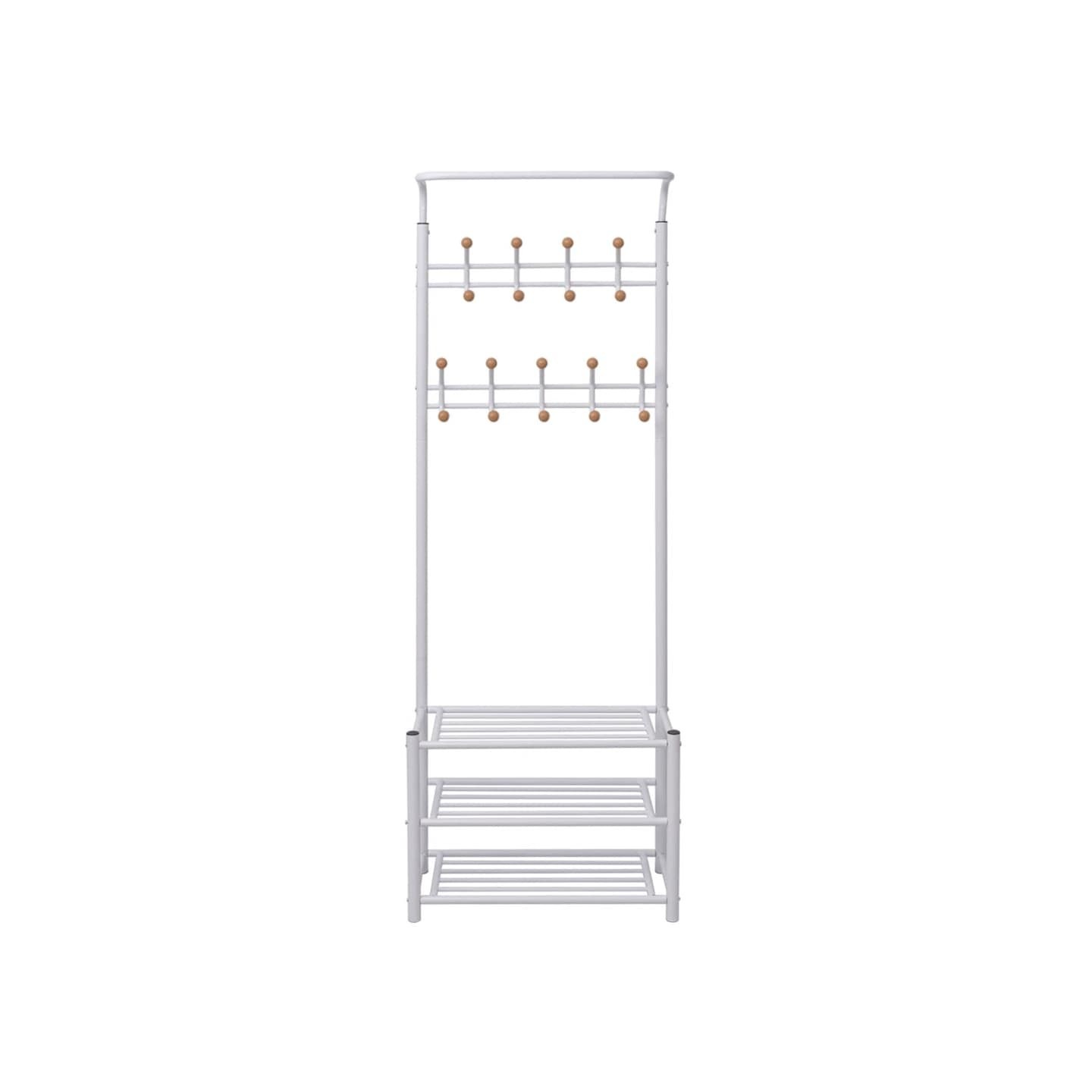 Porte-manteau avec rangement de chaussures 68x32x182,5cm Blanc