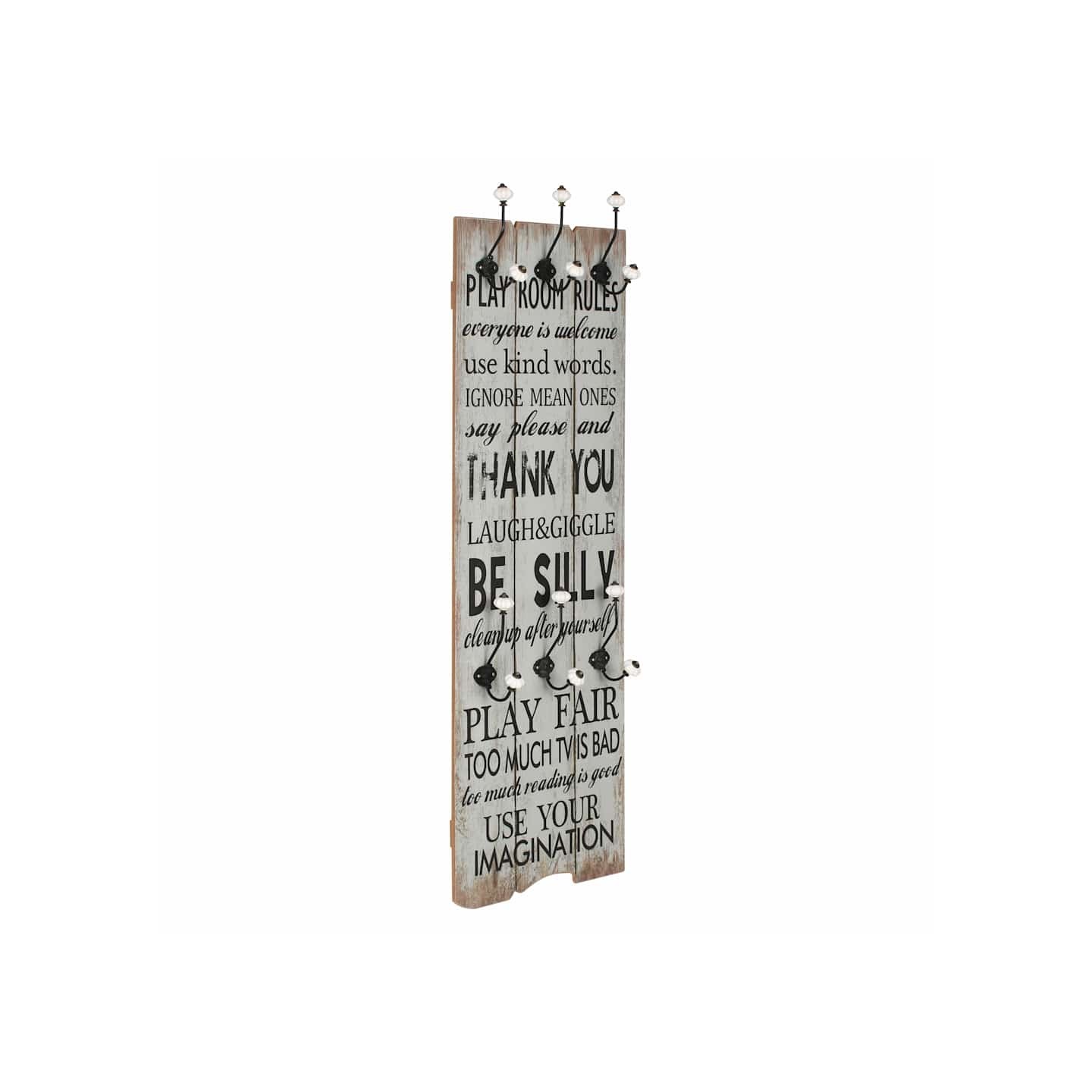 Porte-manteau mural avec 6 crochets 120 x 40 cm THANK YOU