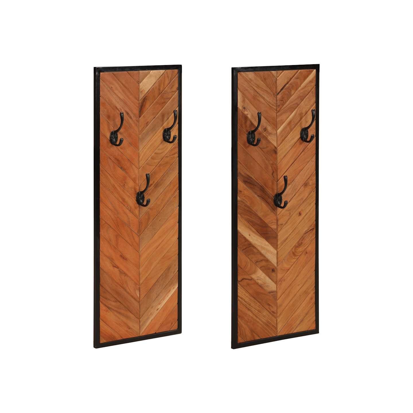 Porte-manteaux 2 pcs 35x1x90 cm bois massif acacia