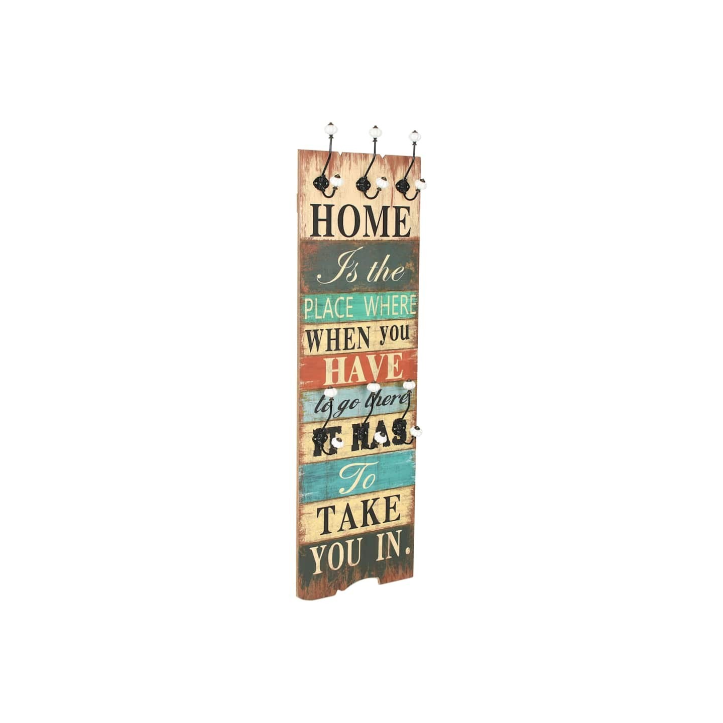 Porte-manteau mural avec 6 crochets 120 x 40 cm HOME IS
