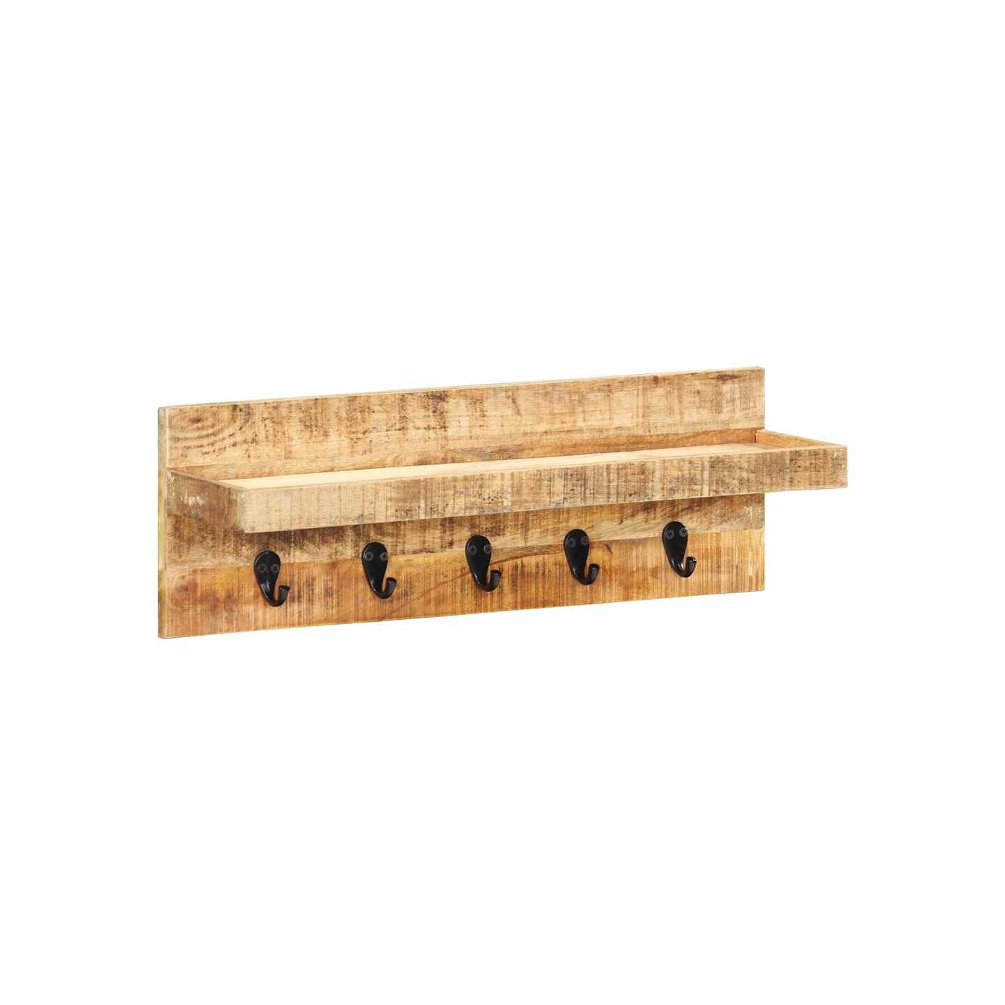 Porte-manteau mural 60x15x20 cm Bois de manguier brut solide