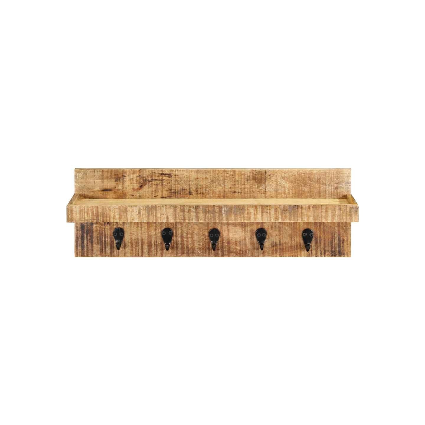 Porte-manteau mural 60x15x20 cm Bois de manguier brut solide